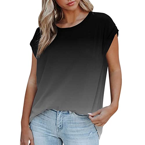 Women's Casual Short Sleeve Off Shoulder Oversized Graphic T-Shirt - Soft Basic Printed Tunic Top for Outdoor & Daily Wear (Black, XXL) | Perfect for Summer, Beach, Travel & Street Fashion