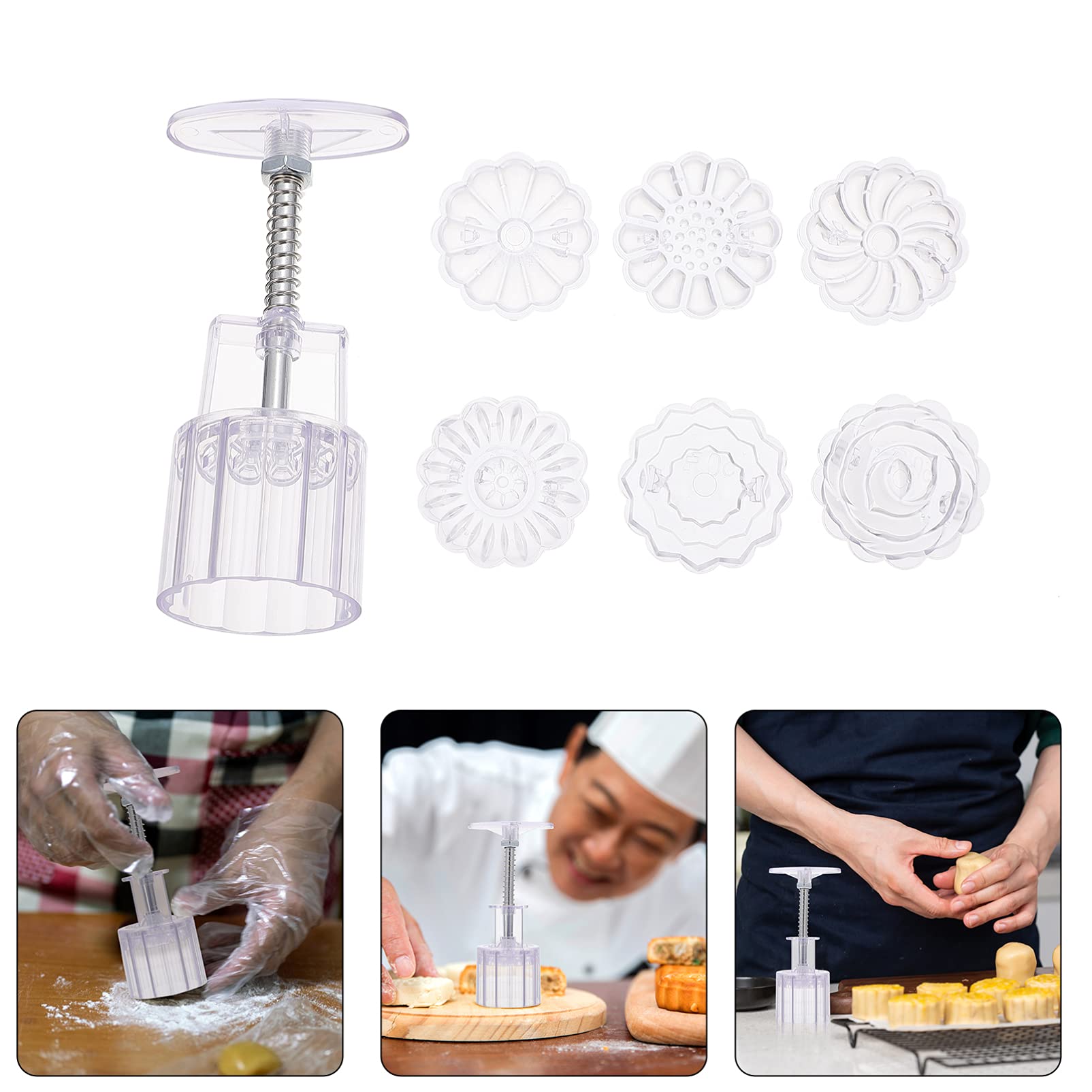Premium Mooncake Molds Set - 6-Piece DIY Baking Tools for Mooncakes, Pastries & Desserts | Non-Stick Kitchen Baking Supplies | Perfect for Mid-Autumn Festival, Home Baking & Gift Making