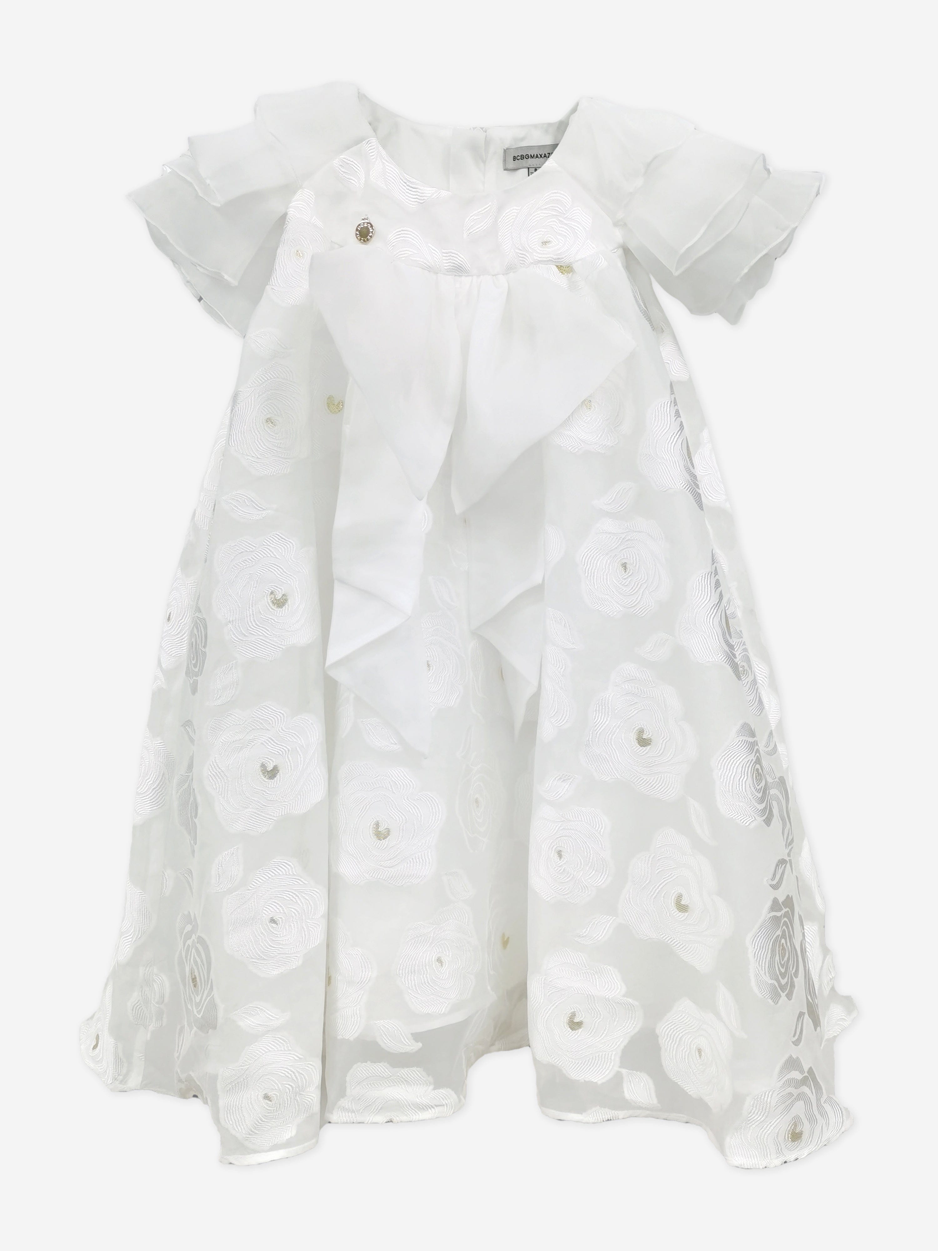 BCBG Girls White Organza Floral Dress - Lightweight Summer Party Dress for Weddings, Easter & Special Occasions