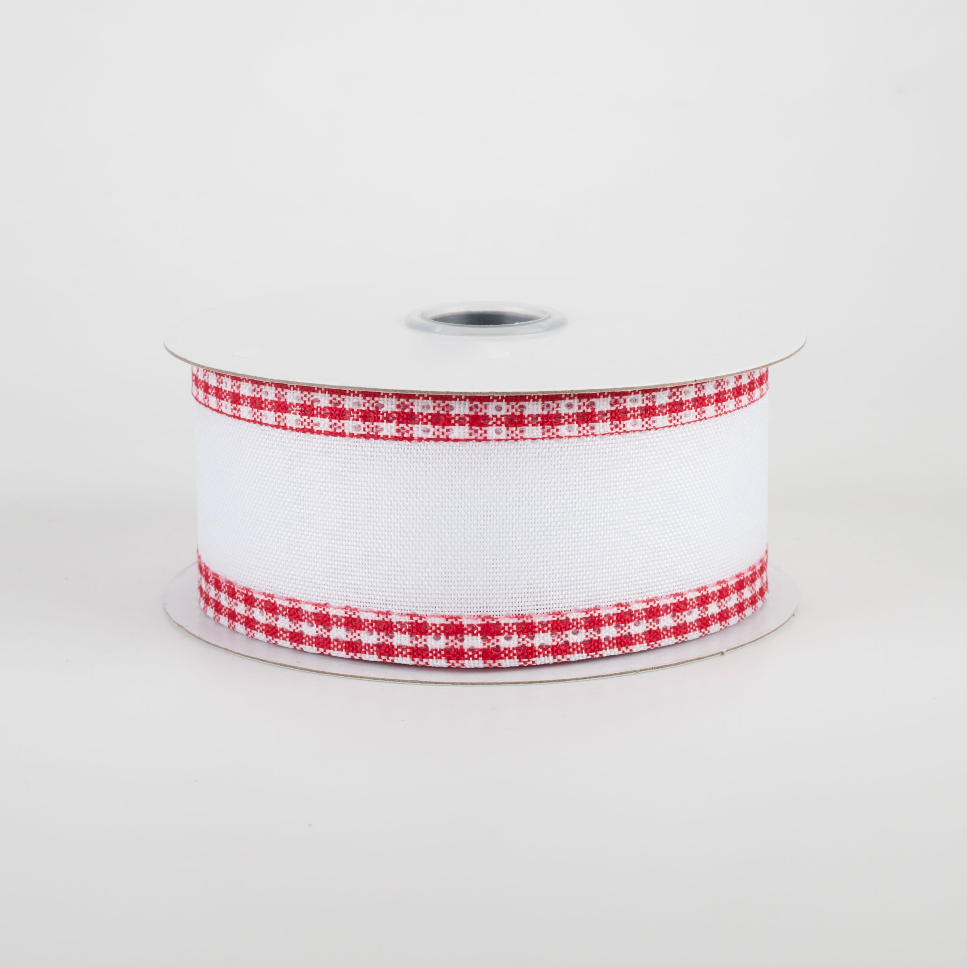1.5 Inch Red Gingham Edge Ribbon - White Cotton Fabric Ribbon for Crafts, Gift Wrapping, DIY Projects (10 Yards) - Perfect for Christmas Decorations, Party Favors & Scrapbooking