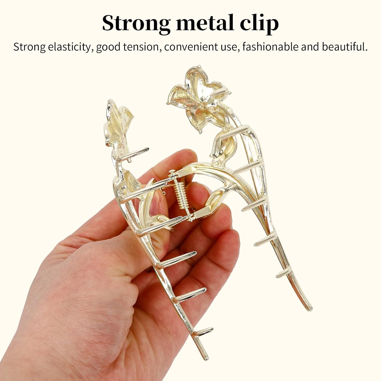 HONEY ACCESSORIES Pack of 2 Large Metal Lily Flower Hair Claw Clips - Floral Hair Clips for Women & Girls (Multi-Color) - Perfect for Parties, Weddings & Everyday Styling