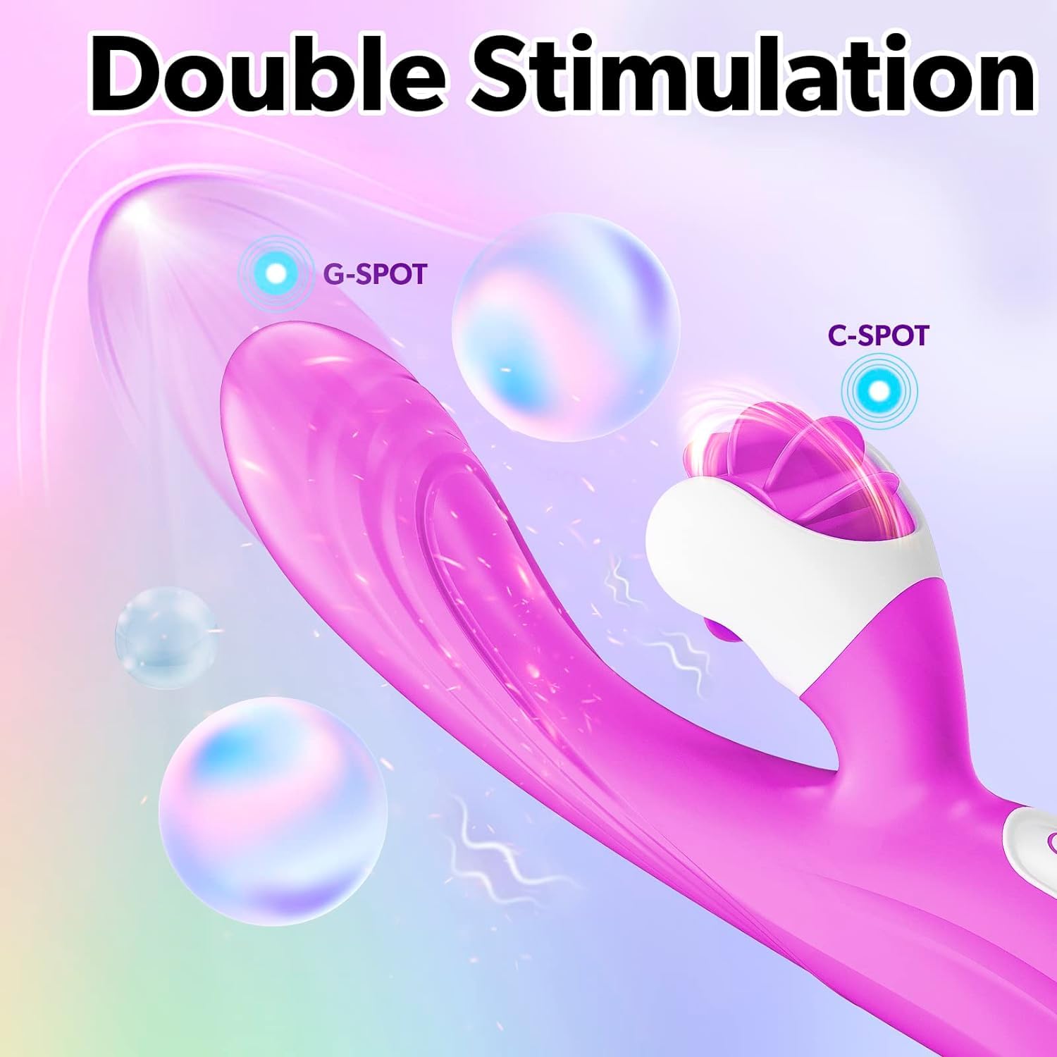 2-in-1 Rabbit Vibrator for Women - 9 Rotation & 9 Vibration Modes, G-Spot Stimulator with Rotating Tongue - Body-Safe Silicone, Waterproof Adult Toy for Solo Play & Couples (Medium Size) - Perfect for Intimate Moments, Bedroom Fun & Sensual Exploration