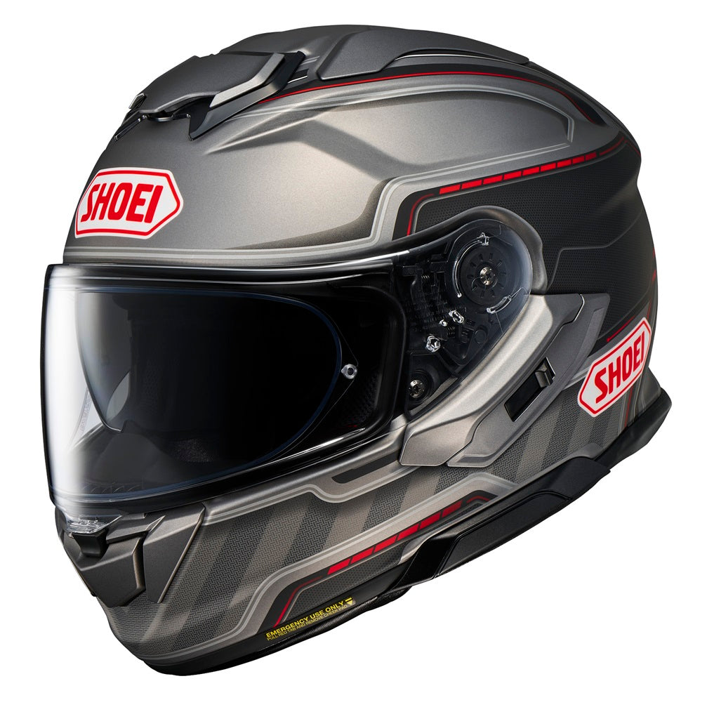 Shoei GT Air 3 Motorcycle Helmet - Matte Grey/Black/Red - DOT & ECE Certified - Lightweight & Ventilated for Street & Touring Rides