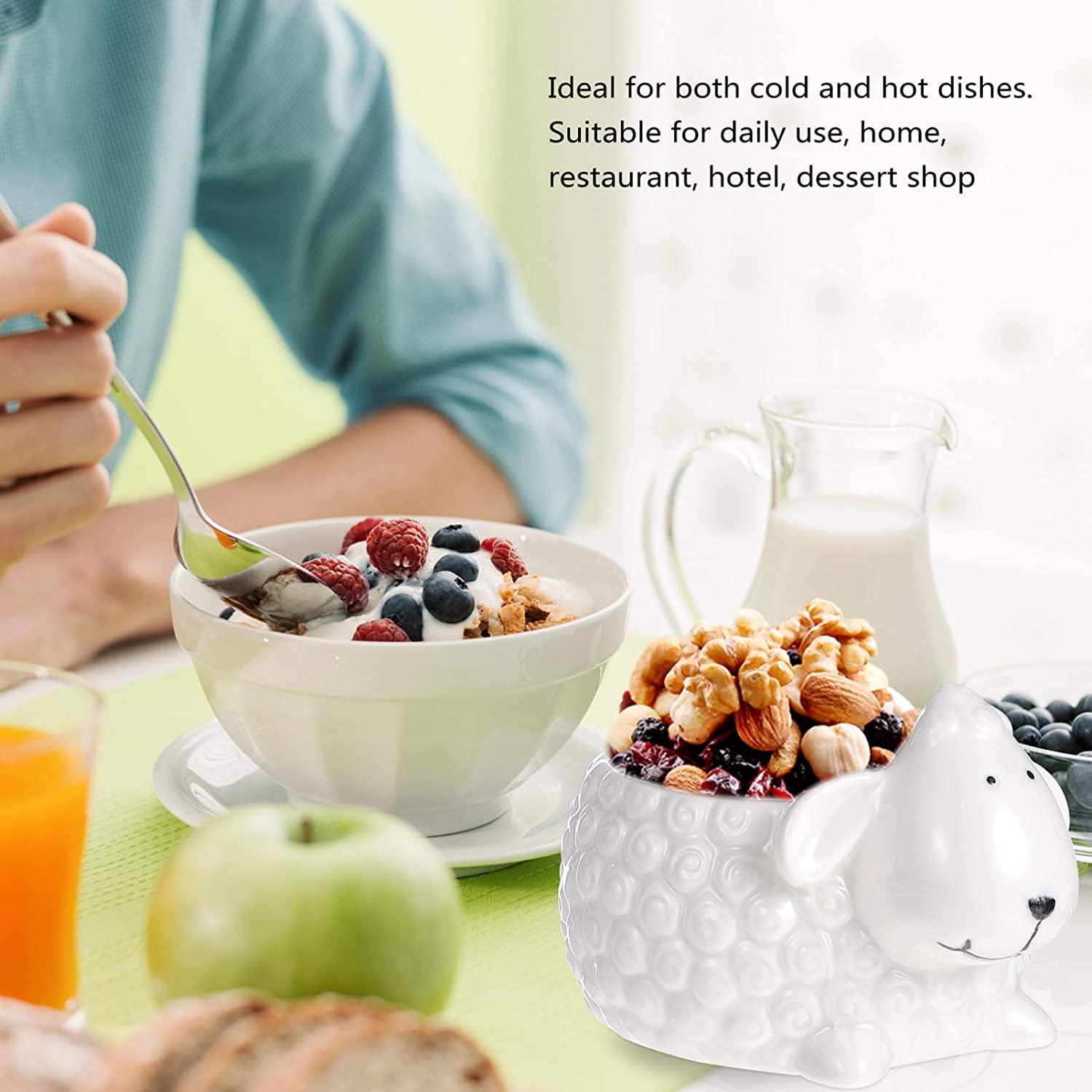 Ceramic Animal Shape Salad Bowl - Porcelain Cereal Bowl for Soup, Pasta, Yogurt, Ketchup & Dipping | Perfect for Family Dining, Picnics & Party Serving (Color: C)