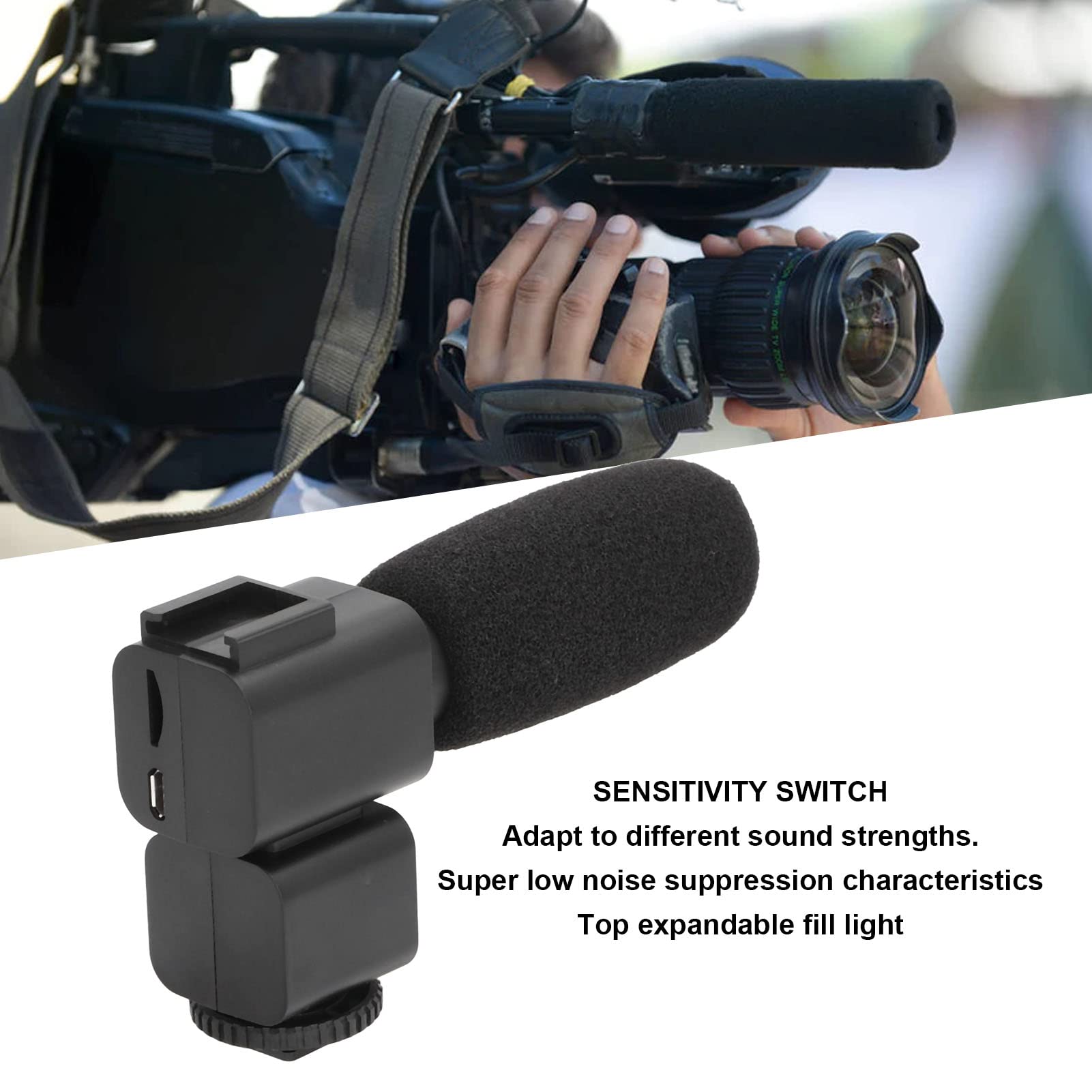 ASHATA Universal Camera Microphone - Professional Unidirectional Stereo Mic with Shock Mount for Studio Recording, Podcasting, Streaming & YouTube Videos | Perfect for Vloggers, Content Creators & Home Studios