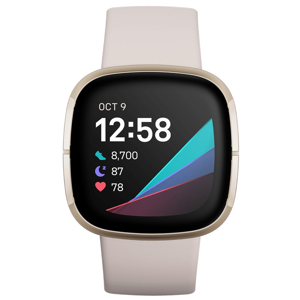 Fitbit Sense Advanced Health & Fitness Smartwatch with ECG, Stress Sensor, 24/7 Heart Rate & SpO2 Monitoring - Renewed Like New (White/Gold) | Perfect for Workouts, Sleep Tracking & Daily Activity Monitoring