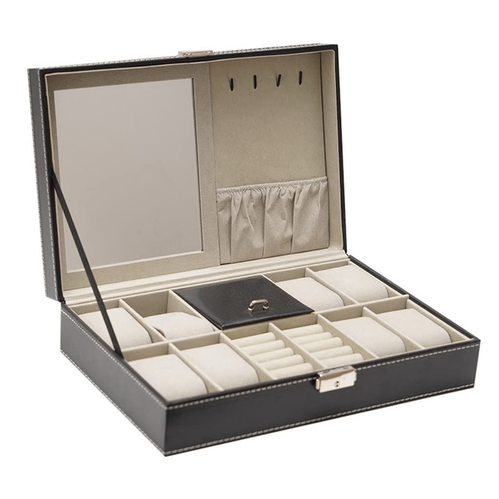 Premium Watch Case for Men - 8 Slot Lockable Watch Box & Jewelry Organizer (30x20x8cm) - Perfect for Travel, Home Storage & Luxury Watch Collection Display