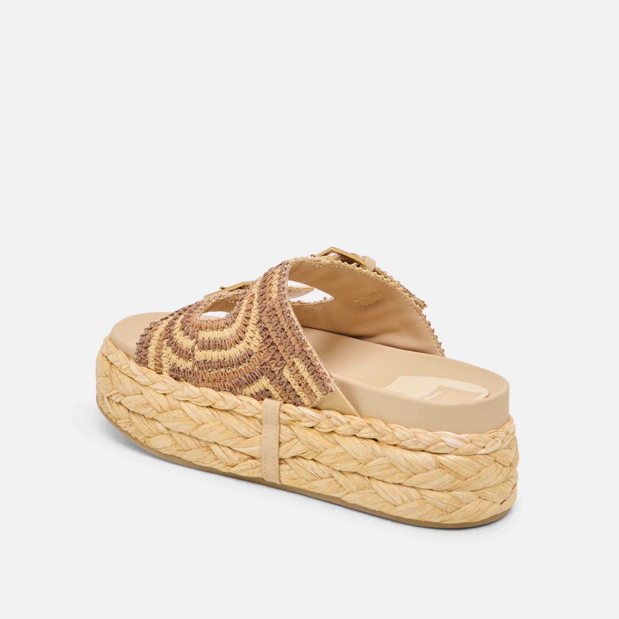 FALYN Women's Brown Woven Raffia Sandals - Comfortable Summer Beach Slides for Outdoor Walking & Vacation