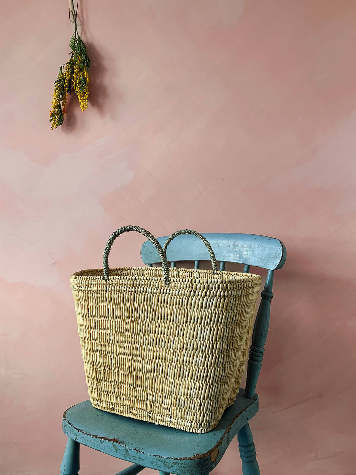 Handwoven Reed Shopping Basket - Eco-Friendly & Durable for Farmers Market, Picnics, and Home Storage | Natural Wicker Grocery Tote