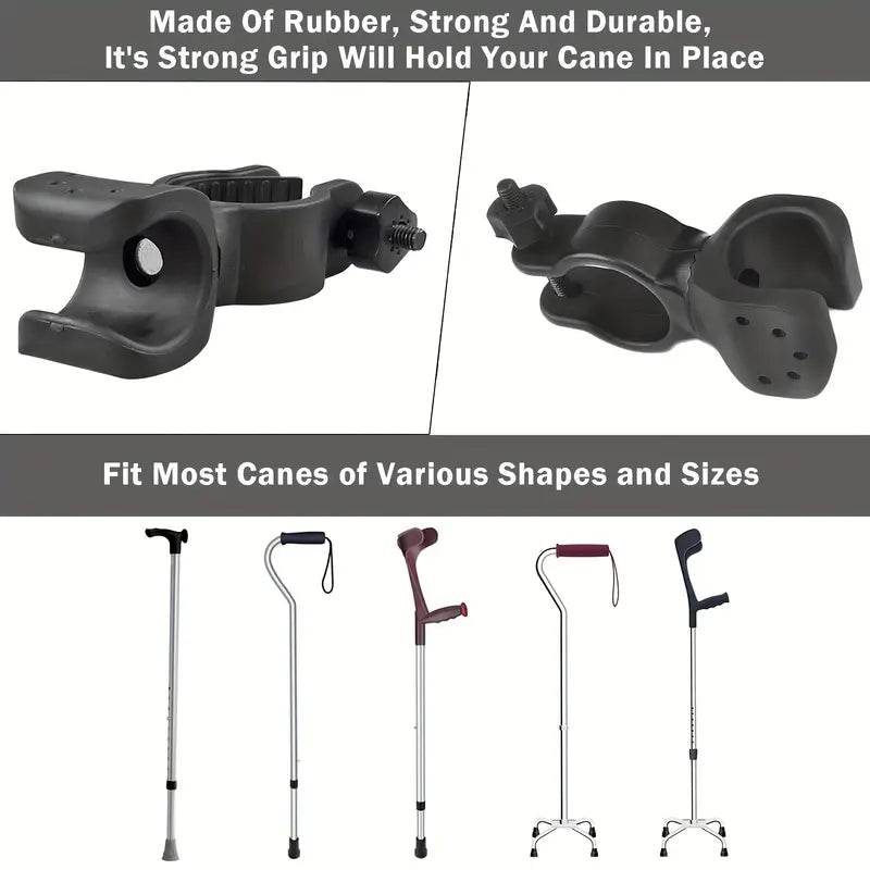 Adjustable Walking Stick Holders for Wheelchairs & Mobility Scooters - Secure Cane Storage Solution for Elderly & Disabled Users at Home or Outdoors