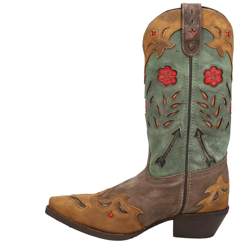 Laredo Women's Miss Kate Floral Tooled Inlay Snip Toe Dress Boots - Mid Calf, 2-3