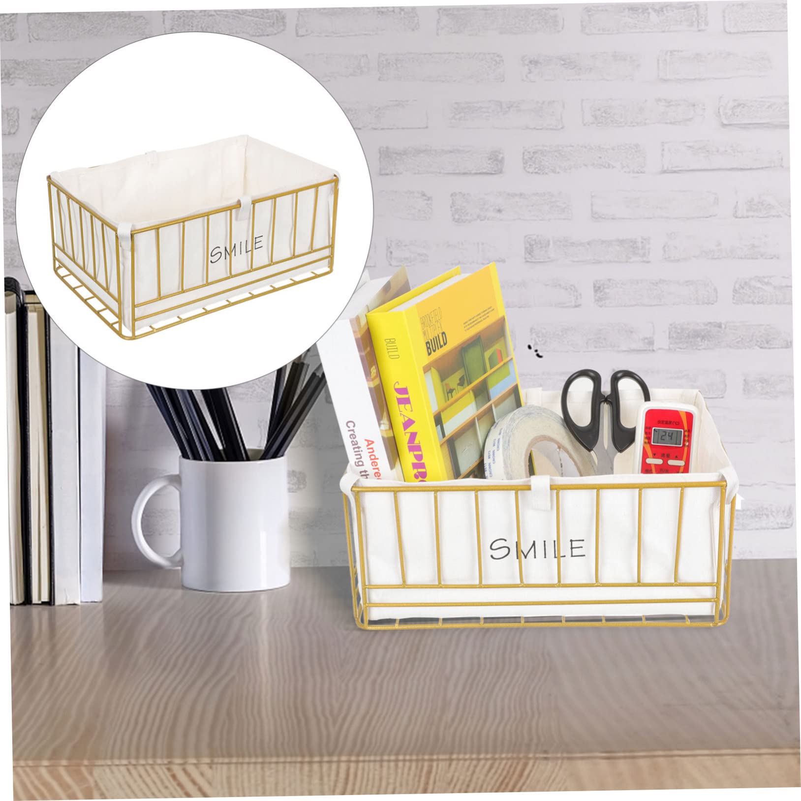 Zerodeko Wire Storage Basket with Fabric Liner - Multifunctional Organizer for Desk, Pantry & Home Office | Perfect for Organizing Supplies, Kitchen Items & Office Accessories