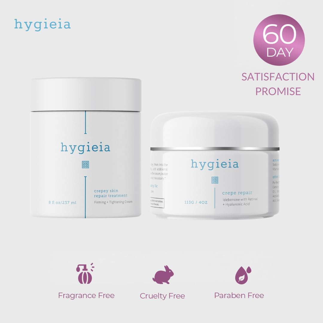 Hygieia Eternal Youth Bundle - Anti-Aging Crepey Skin Repair Cream 4oz & Hydrating Full Body Moisturizer 8oz | Deep Nourishment for Dry, Dull, Textured Skin | Perfect for Night Routine & Daily Skincare Regimen