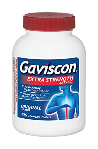 Gaviscon Extra Strength Chewable Antacid Tablets - Original Flavor, 100 Count (Pack of 12) | Fast Heartburn Relief for Acid Reflux & Indigestion | Perfect for After Meals, Travel & Nighttime Use