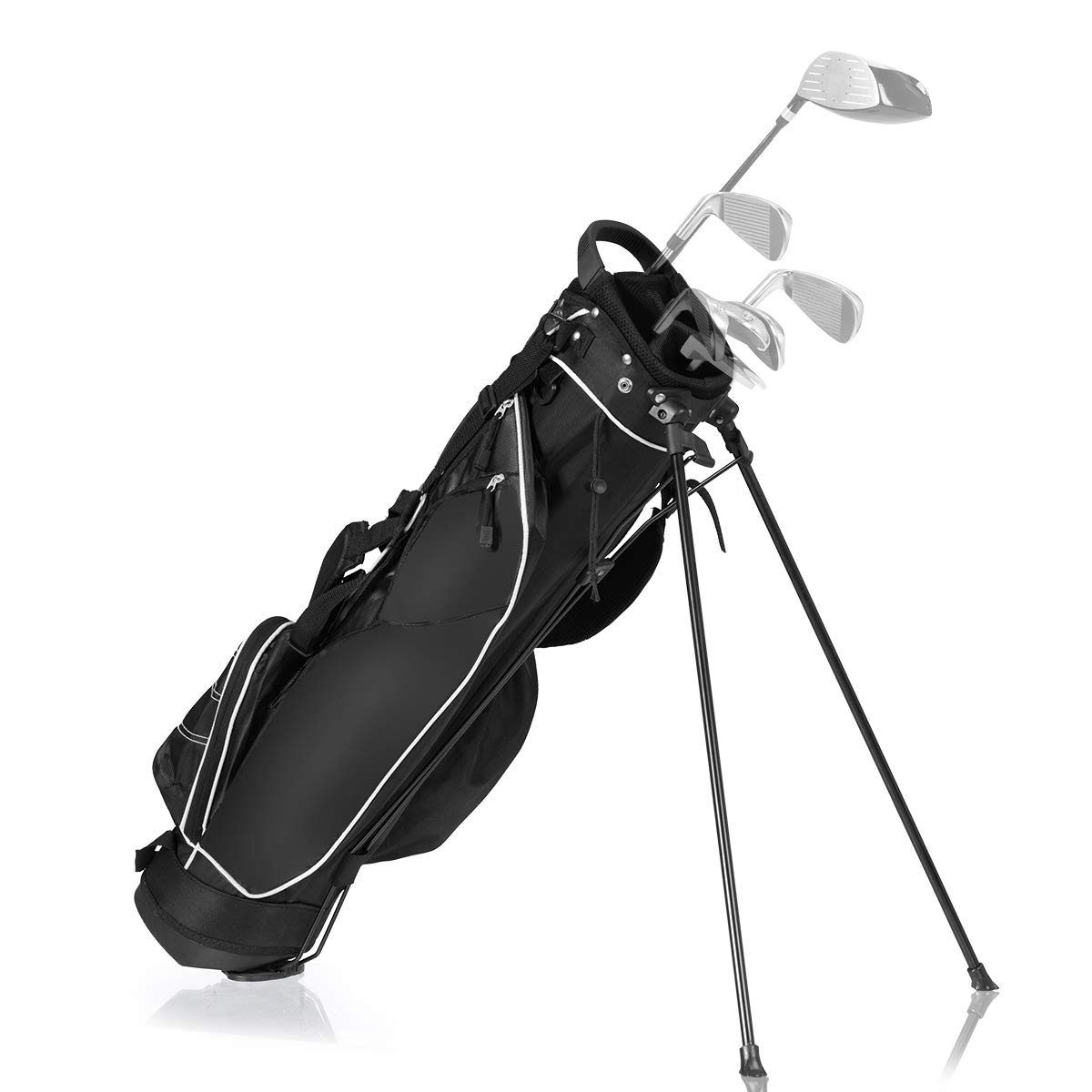 GYMAX Lightweight Golf Stand Bag with 3-Way Divider & 4 Storage Pockets - Easy to Carry & Organize Golf Clubs - Perfect for Driving Range, Course Play & Travel