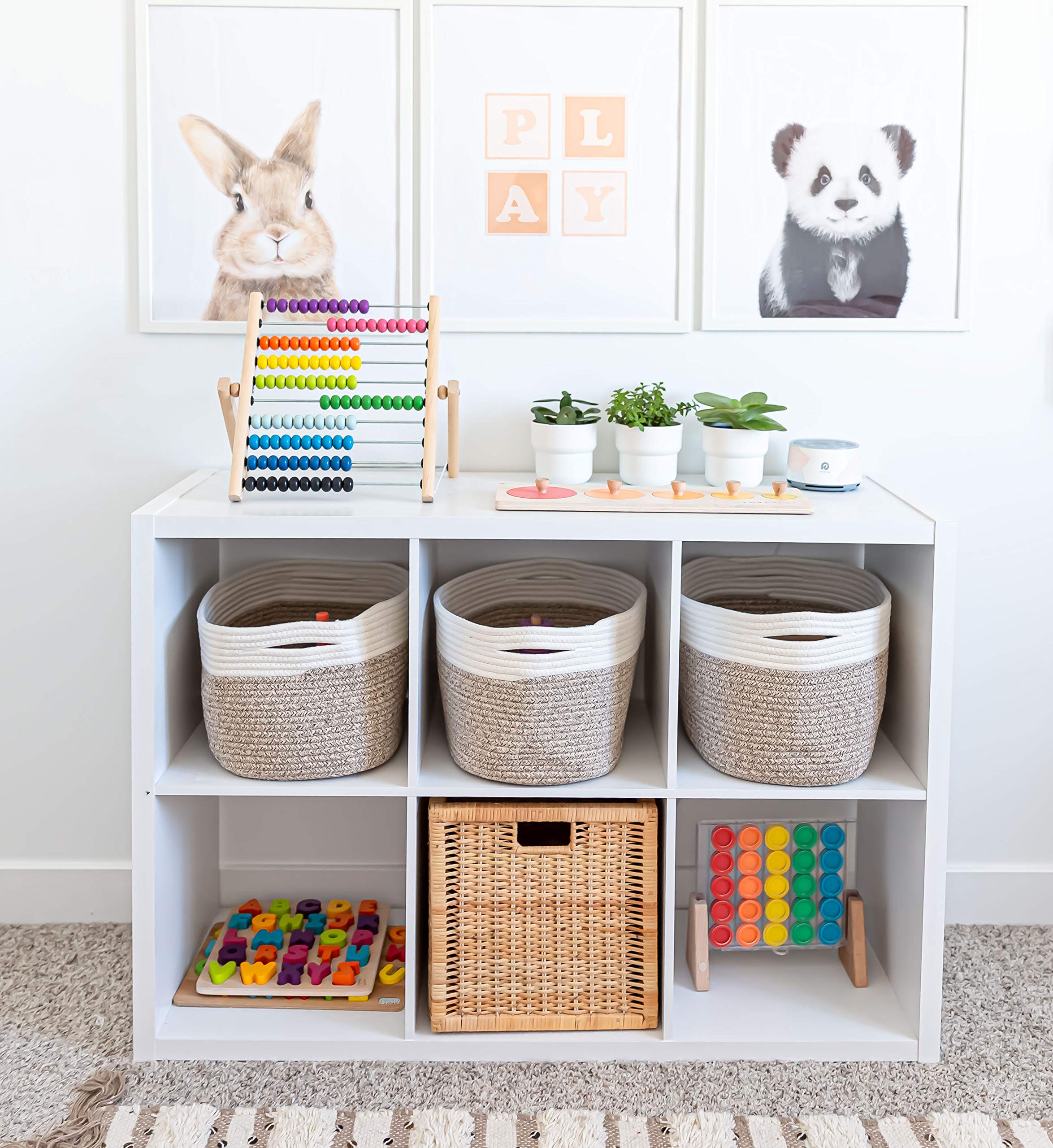 OrganiHaus Woven Cotton Rope Storage Basket - Nursery, Bathroom & Home Decor - Multi-Purpose Organizer for Toys, Towels, Books & More - Natural Brown Handwoven Basket for Stylish Storage Solutions