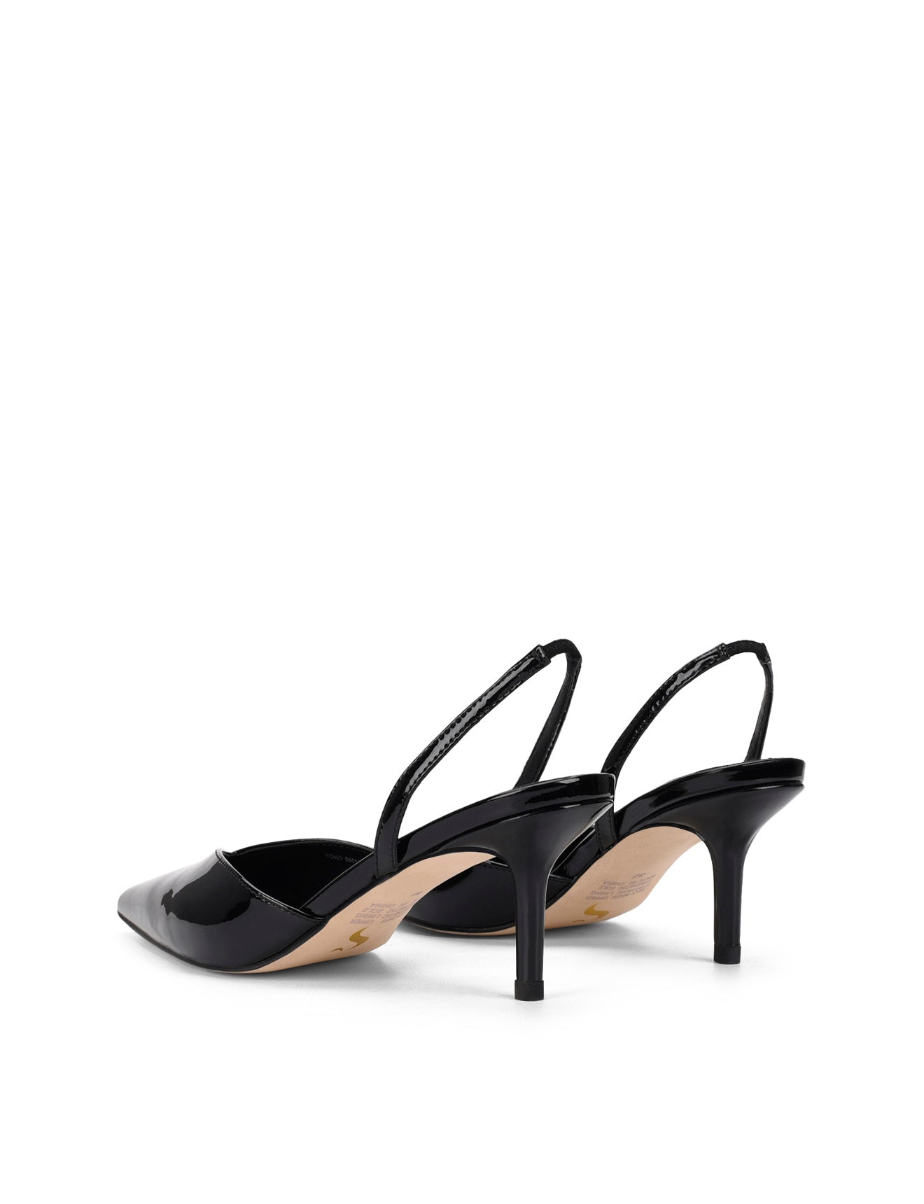 Yoco Slingback Kitten Heels - Black Patent Leather Women's Shoes | Comfortable Low Heel Pumps for Work, Office & Dressy Occasions