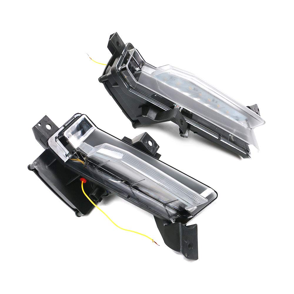 IKON MOTORSPORTS Fog Lights for 2016-2018 Chevy Camaro SS - DRL Daytime Running Lights with Clear Lens & Yellow Turn Signal - 2PC ABS PC - Perfect for Night Driving & Enhanced Visibility