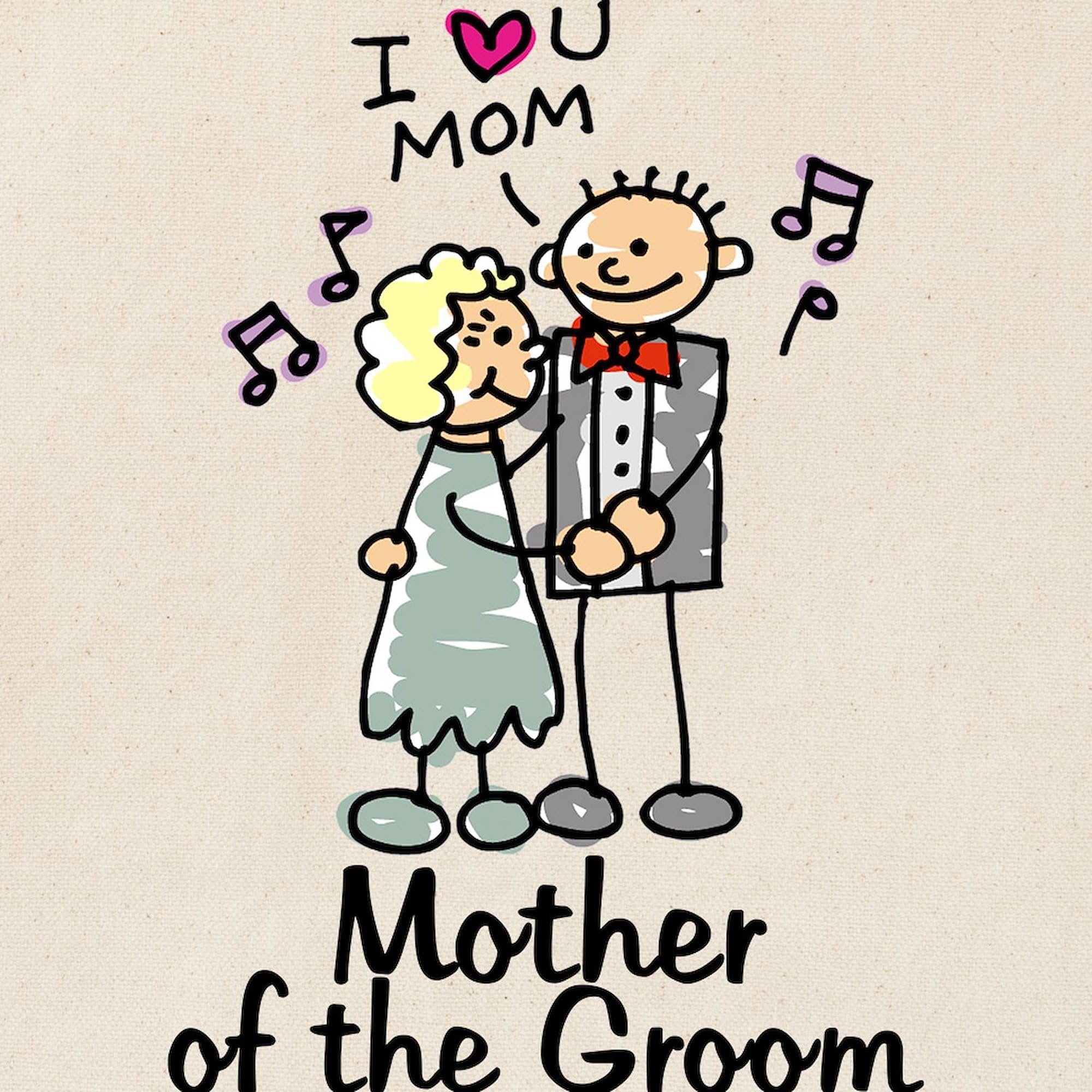 Cartoon Groom's Mother Tote Bag - Natural Canvas Reusable Shopping Bag for Wedding, Bridal Shower & Daily Use - Eco-Friendly Grocery & Beach Tote