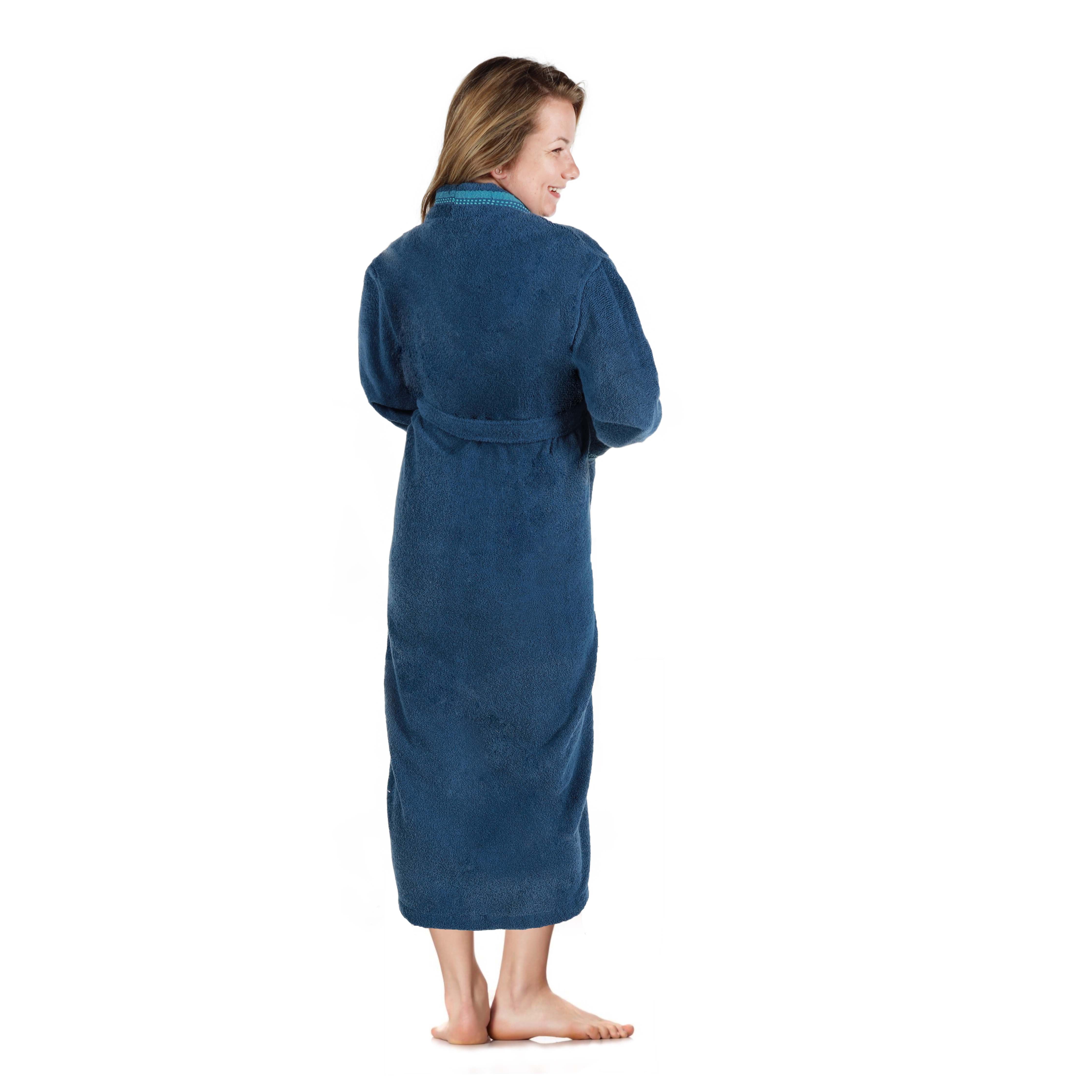 Unisex Cotton Terry Kimono Bathrobe with Embroidery - Soft & Absorbent Bath Robe for Spa, Hotel, Home Relaxation & Gift Giving