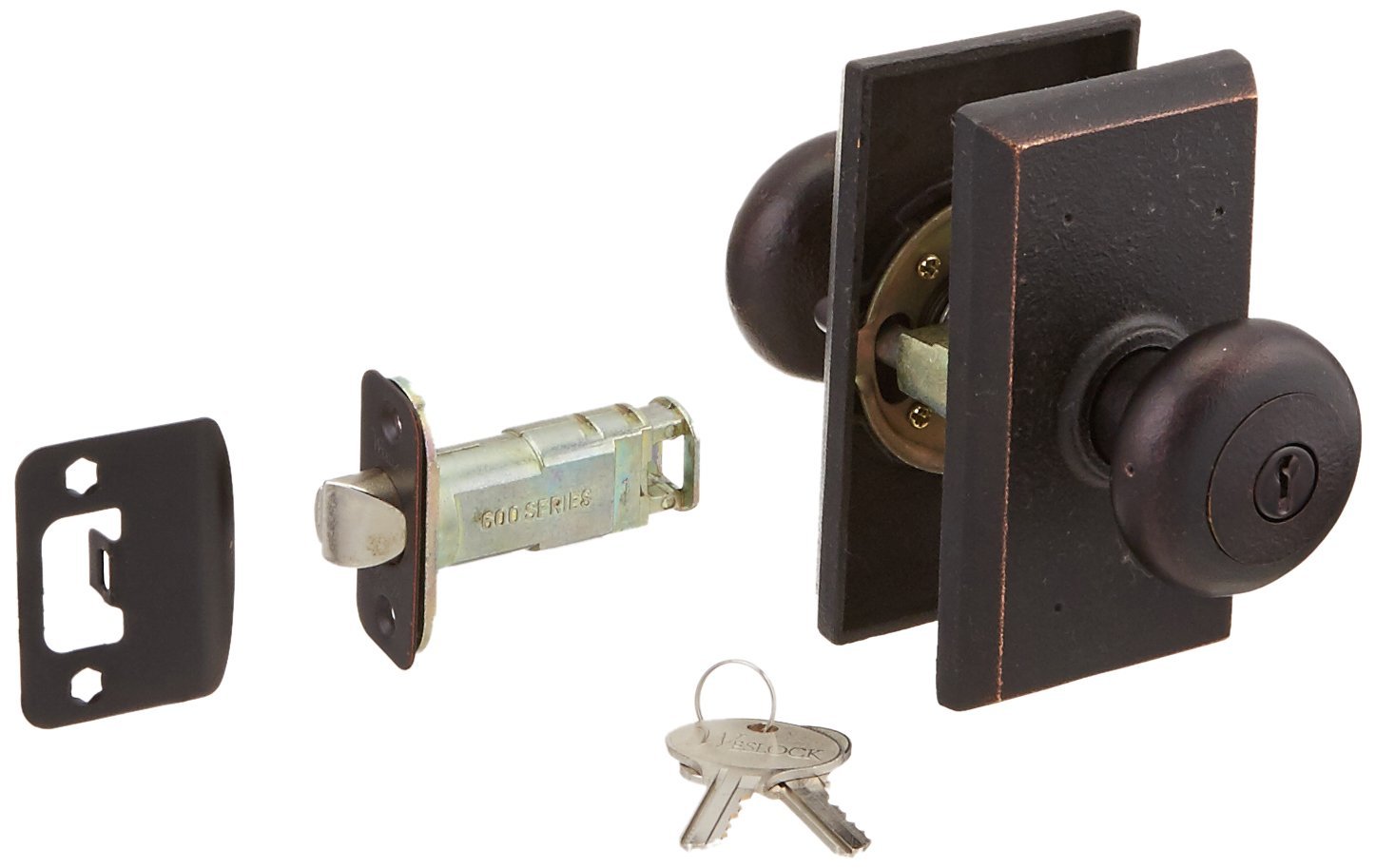 Weslock 07340F1F1SL23 Wexford Door Knob - Oil-Rubbed Bronze Finish for Interior/Exterior Doors - Classic Vintage Style Hardware for Home, Office & Commercial Use
