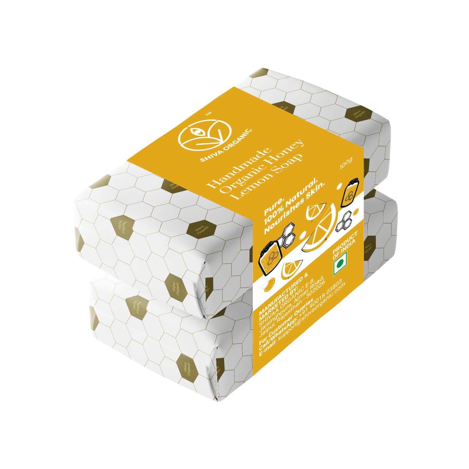 Organic Handmade Honey Lemon Soap Bar - 2 Pack - Natural Moisturizing & Exfoliating for Dry Skin - Perfect for Daily Face & Body Wash, Spa Day, or Gift Set