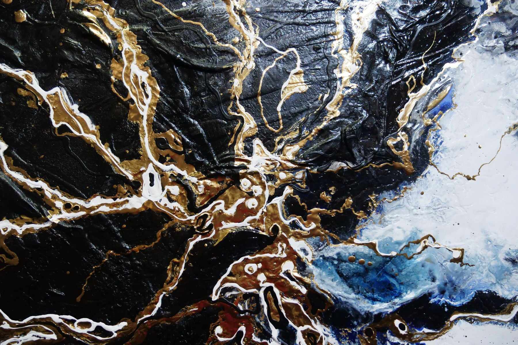 Golden Rapture 240x100cm Black White Gold Textured Abstract Canvas Art - Modern Wall Decor for Living Room, Bedroom & Office