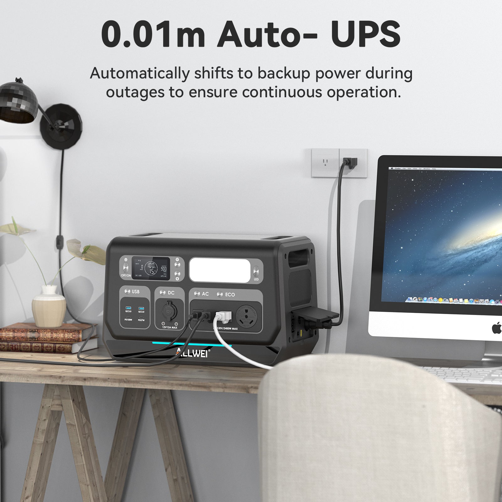 ALLWEI PPS2400+2* B200 PRO | 6kWh Home Battery Backup Power System for Solar Energy Storage & Emergency Power Outages