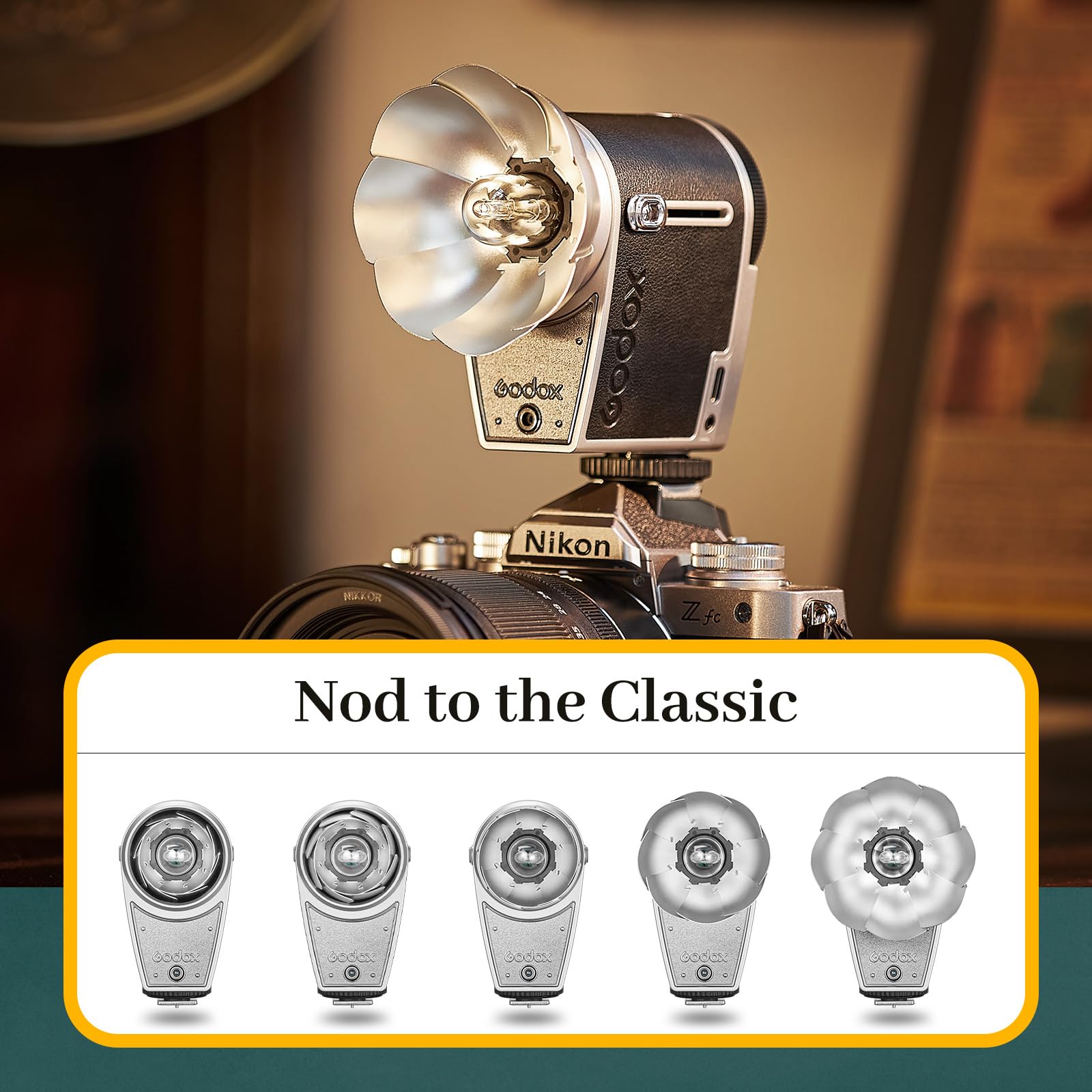 Godox Lux Cadet Retro Camera Flash - 6200K GN10, 1/1-1/64 Power in 7 Steps, 3.7V/1700mAh Lithium Battery, 28mm Focal Length - Compatible with Canon, Sony, Nikon, Fuji, Olympus DSLR & Mirrorless Cameras - Perfect for Portrait, Wedding & Event Photography