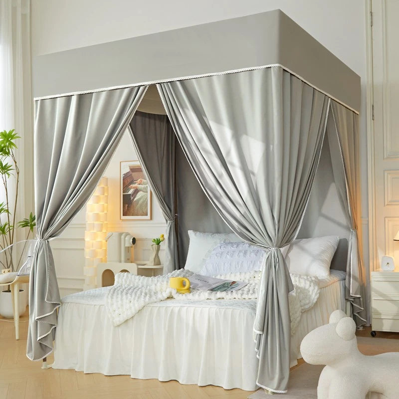 Blackout Canopy Bed Curtain with Detachable Top - Light Blocking Bedroom Decor for Better Sleep, Privacy & Room Darkening (Perfect for Nursery, Dorm, Master Bedroom)