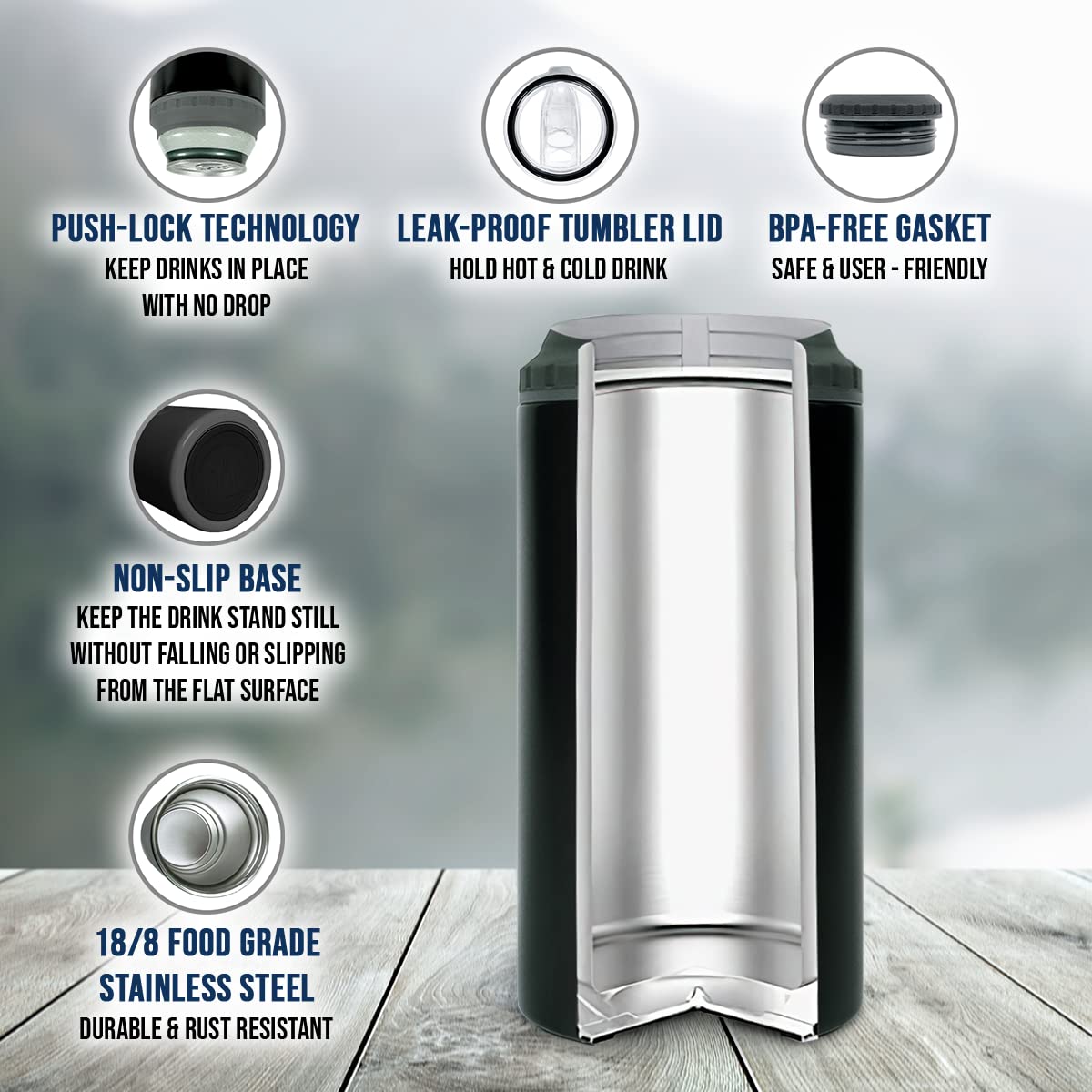 Wowcugi 16oz Stainless Steel Insulated Coffee Tumbler - 4-in-1 Design Travel Mug with Lid | Perfect Truck Driver Gift for Men & Trucker Dad | Great for Road Trips, Work Commutes & Outdoor Adventures
