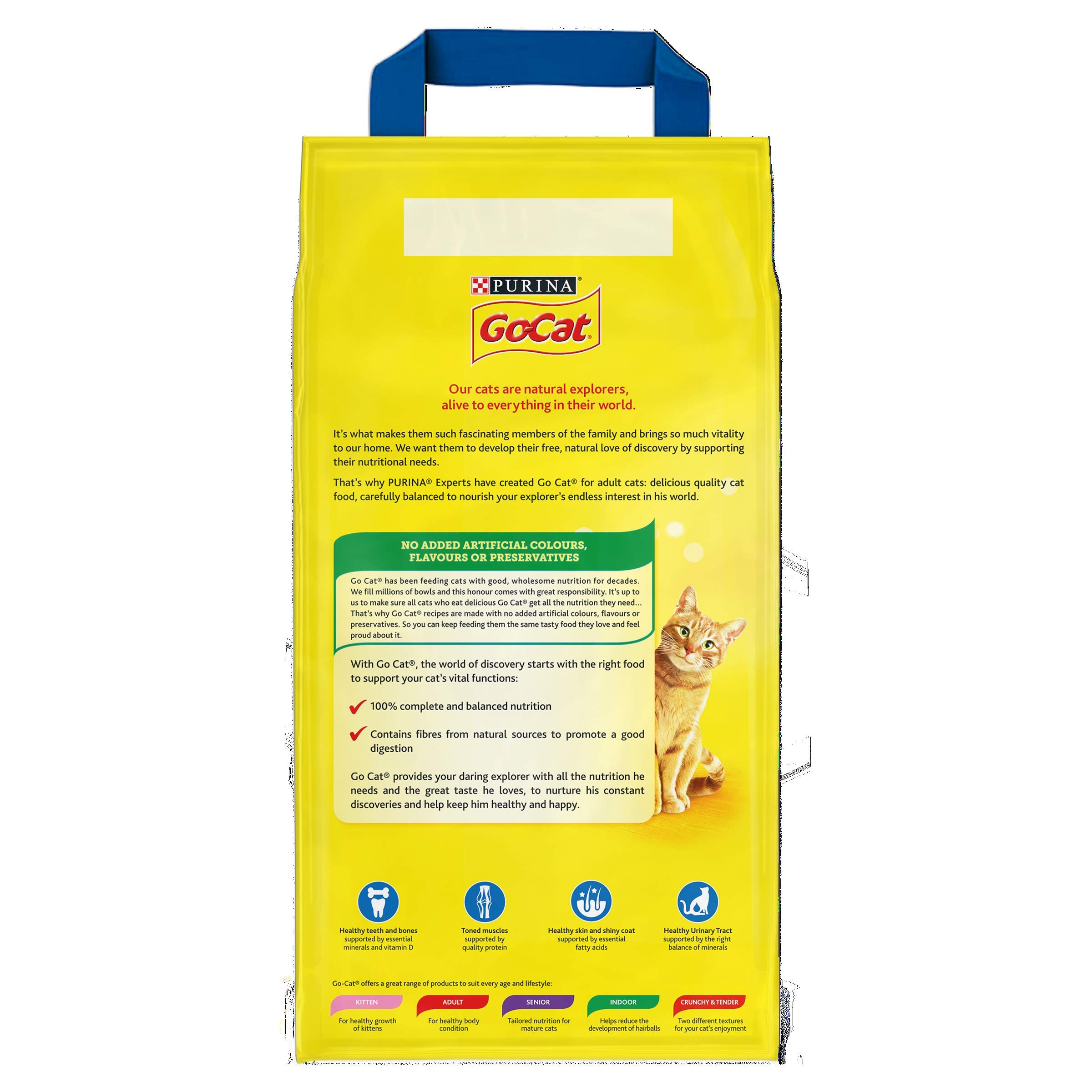 Premium Go-Cat Complete Adult Dry Cat Food with Tuna & Herring - Nutrient-Rich Formula with Vegetables - 4kg Bag for Healthy Skin & Coat - Perfect for Indoor & Outdoor Cats