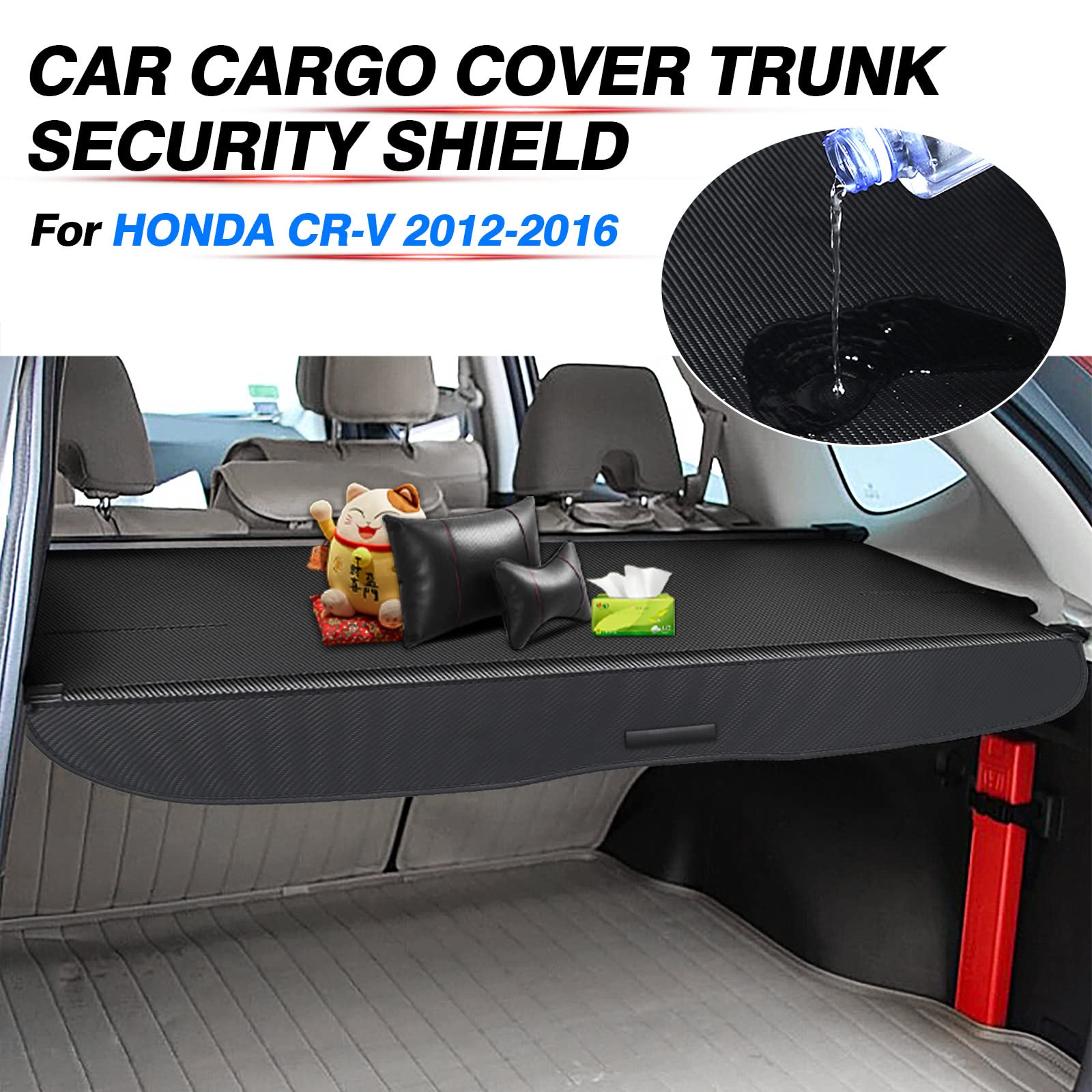 2012-2016 Honda CR-V Retractable Cargo Cover | Black Trunk Shade Protector | Car Accessories for Luggage Protection & Privacy | Perfect for Road Trips & Daily Commutes