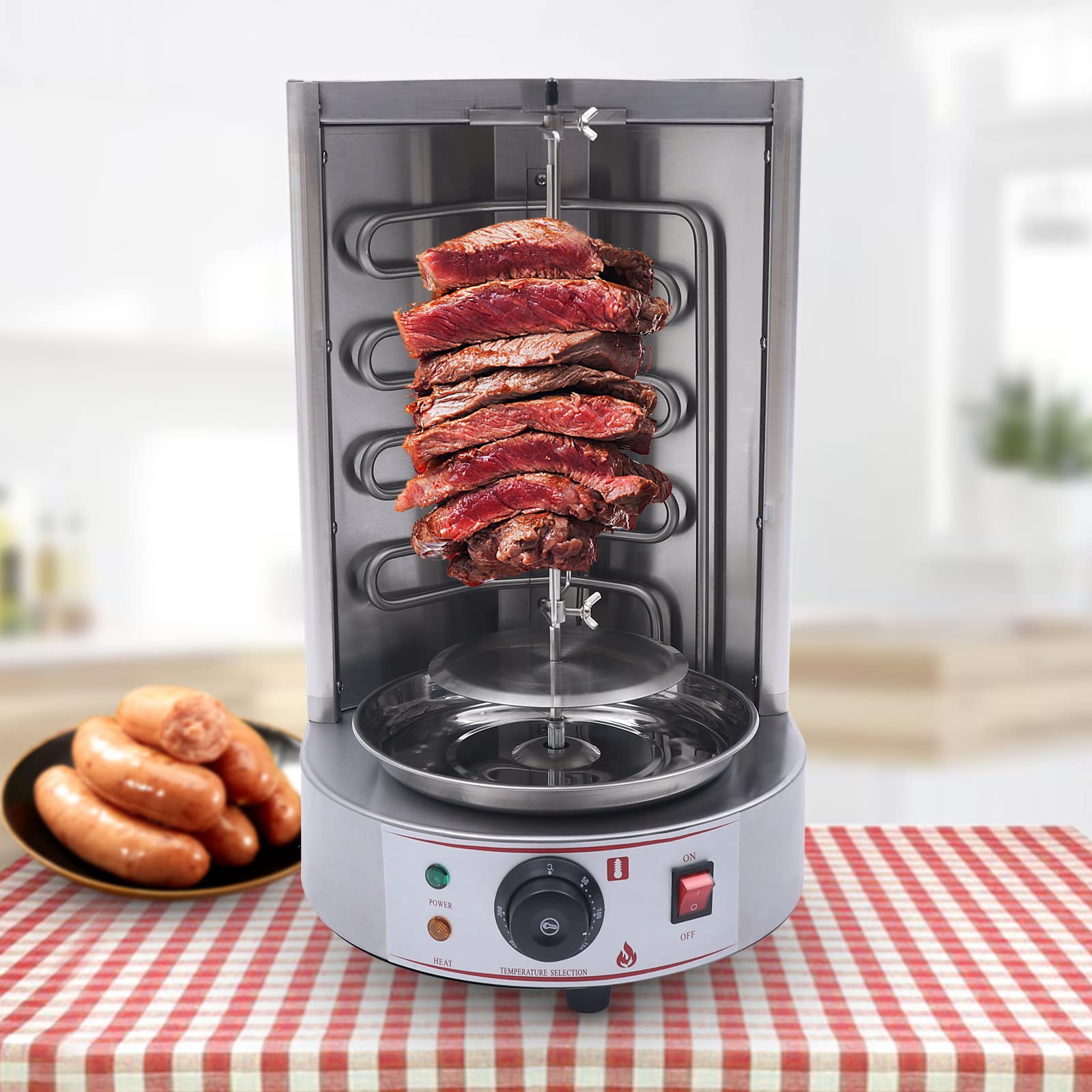 1600W 110V Electric Shawarma Machine - Vertical Rotisserie Grill for Doner Kebab, Gyro & BBQ - Commercial & Home Use (US Stock) - Perfect for Restaurants, Food Trucks & Outdoor Cooking