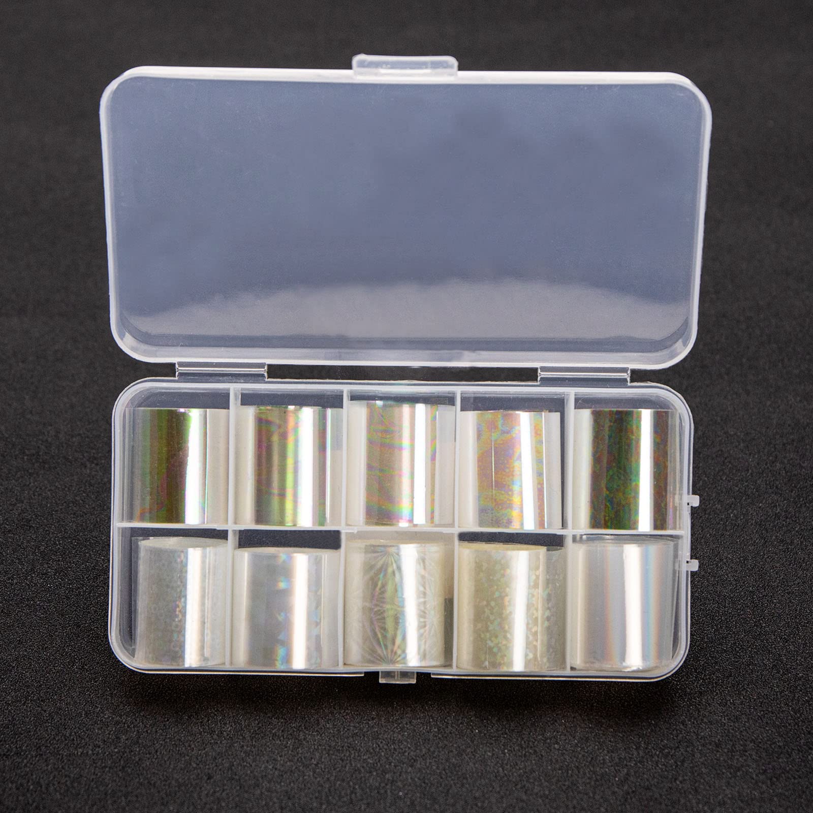 10 Rolls White Pearl Holographic Nail Foil Stickers for Nail Art Decoration - DIY Salon Glitter Transfer Foils for Professional & Home Manicure - Perfect for Parties, Weddings, and Special Occasions