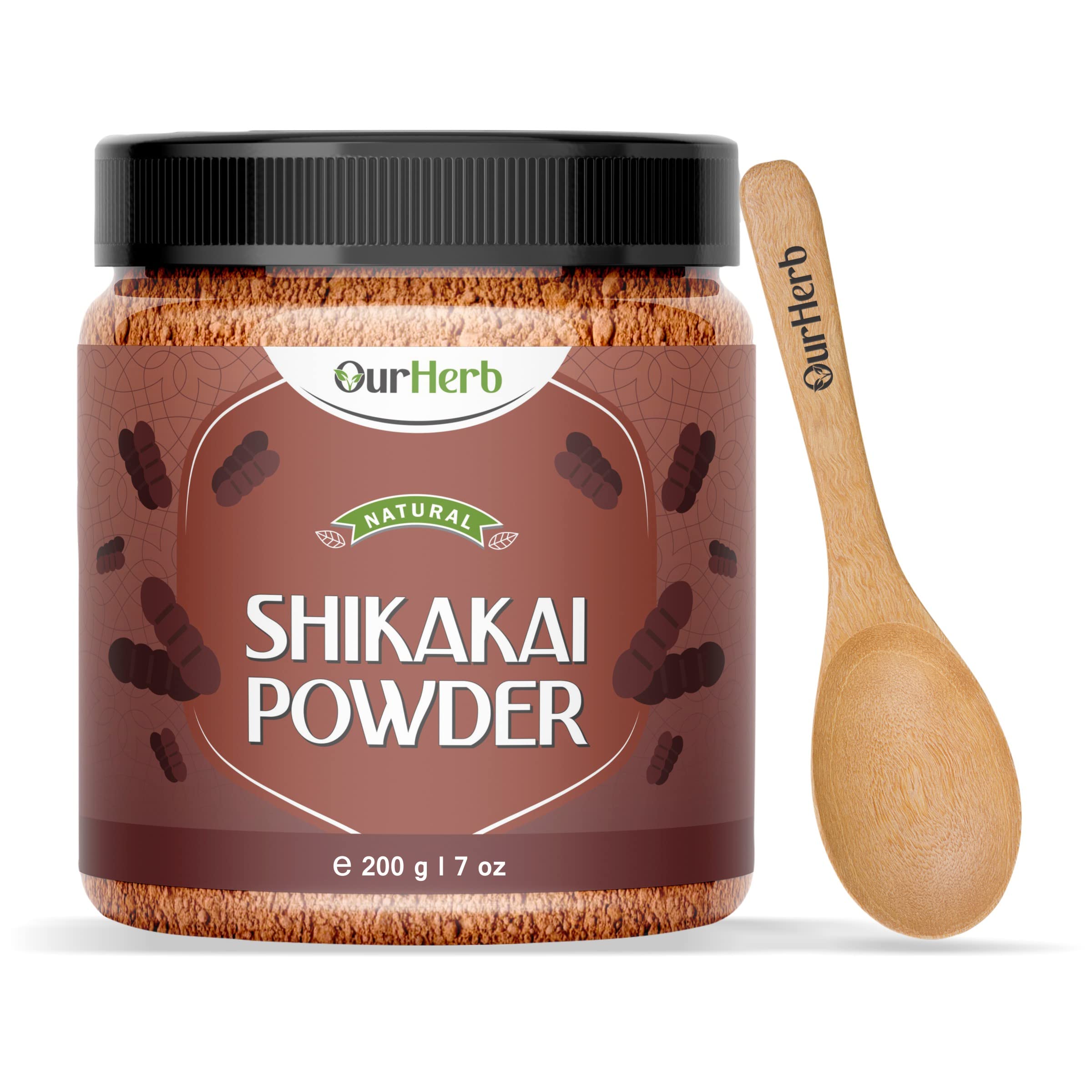 Pure & Natural Shikakai (Acacia Concinna) Powder for Hair Growth & Scalp Care - 200g (7 Oz) with Free Wooden Spoon | Ayurvedic Herbal Treatment for Dandruff, Hair Loss & Shine | Perfect for DIY Hair Masks & Natural Hair Wash