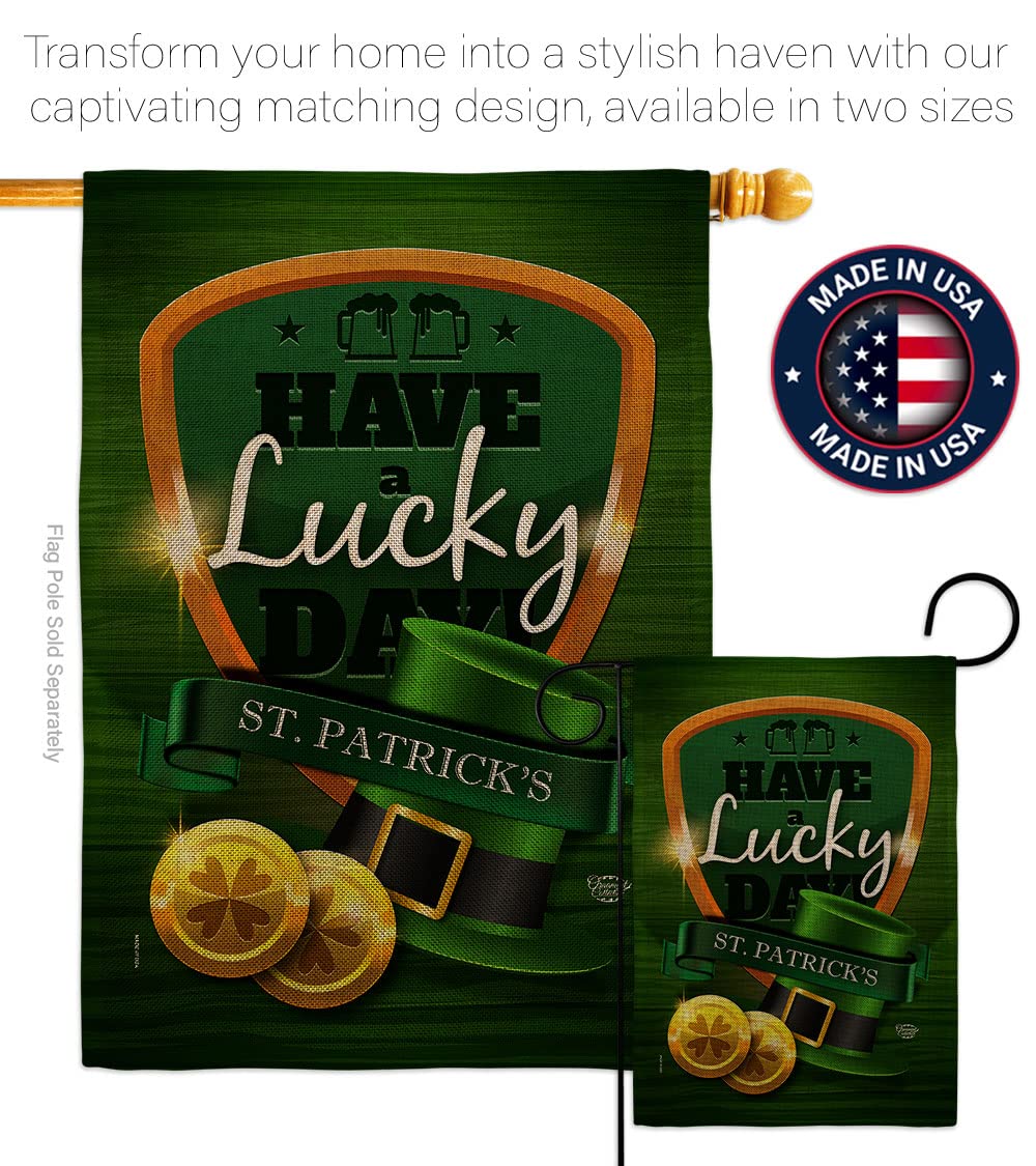 Lucky St Patrick's Day Garden Flag Set - Double-Sided Shamrock Decor for Yard