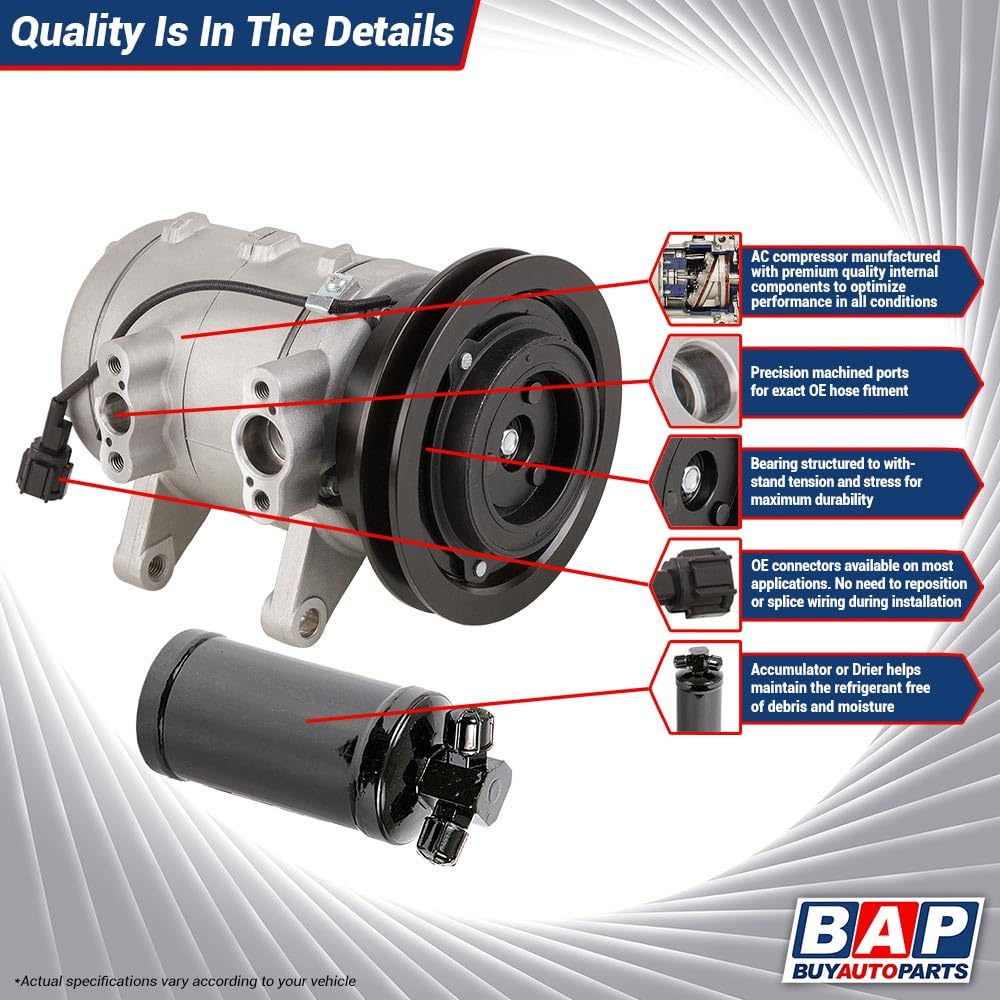 Saab 9-5 AC Compressor with A/C Drier 1999-2003 Replacement Part - BuyAutoParts 60-86061R2 | Perfect for Summer Cooling & Auto AC System Repair