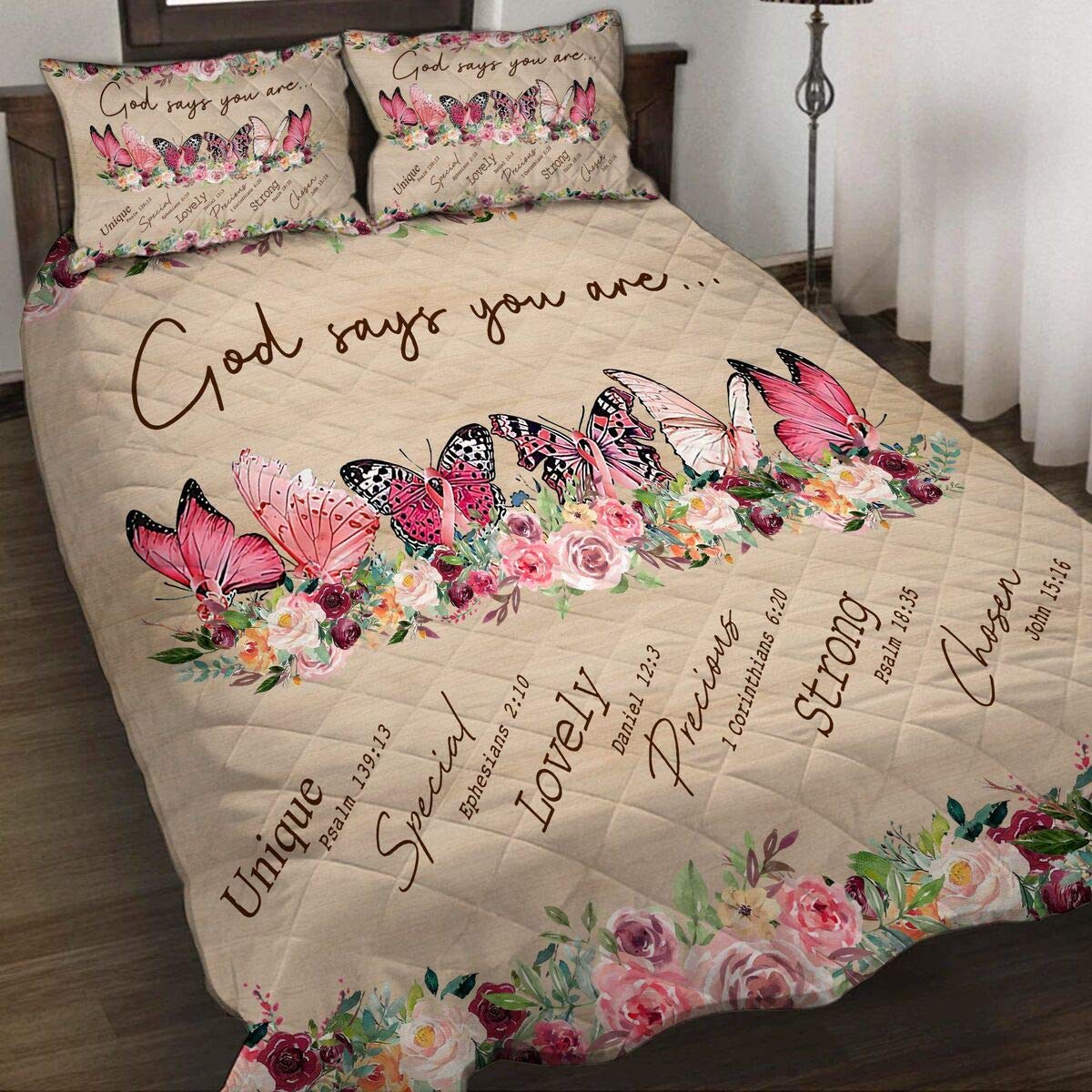 Reversible Butterfly Quilt Set - Lightweight Microfiber Comforter & Bedspread for All Seasons | King/Queen/Twin/Throw Size | Floral Design Home Decor | Perfect Gift for Couples & Home Use
