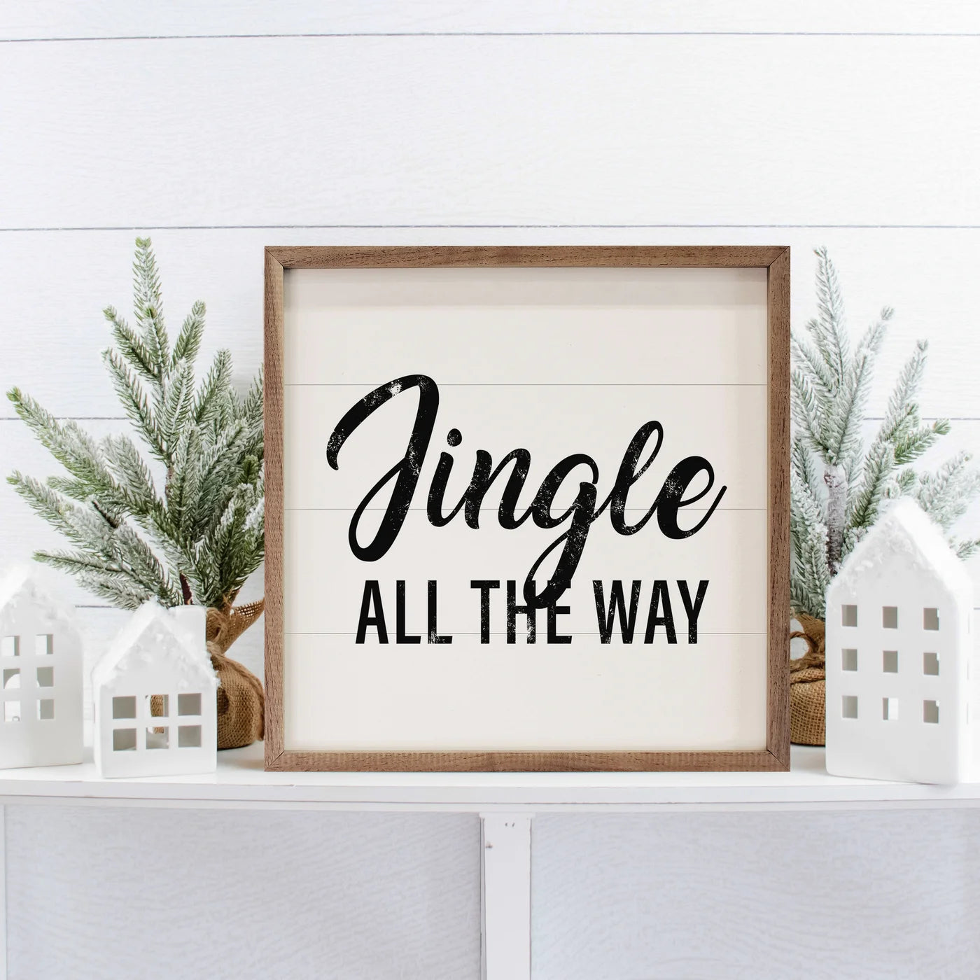Jingle All The Way Movie Script Wood Framed Wall Art - Christmas Holiday Home Decor for Living Room, Bedroom & Office