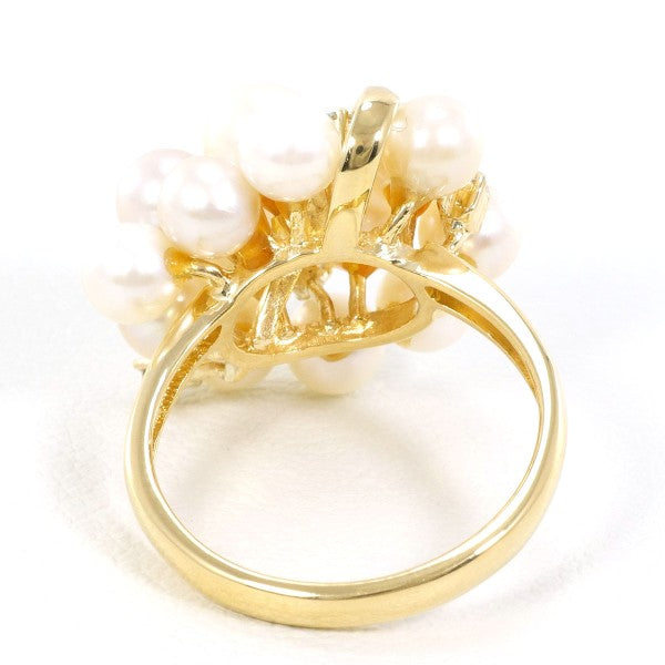 18K Yellow Gold Pearl Diamond Ring for Women - Elegant Bridal Jewelry, Anniversary Gift, Engagement Ring, Wedding Band - Perfect for Special Occasions & Everyday Luxury