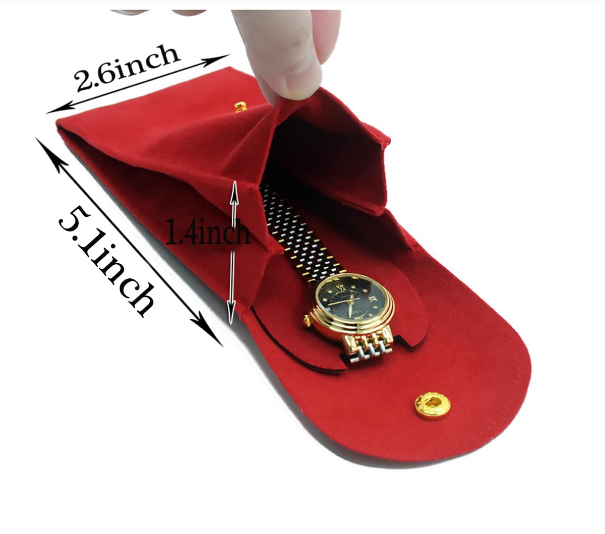 Premium Velvet Watch Pouch & Travel Case - Portable Watch Roll Storage Organizer for Men & Women | Protective Watch Box Pouch (Red) - Perfect for Travel, Daily Use & Watch Collection Display