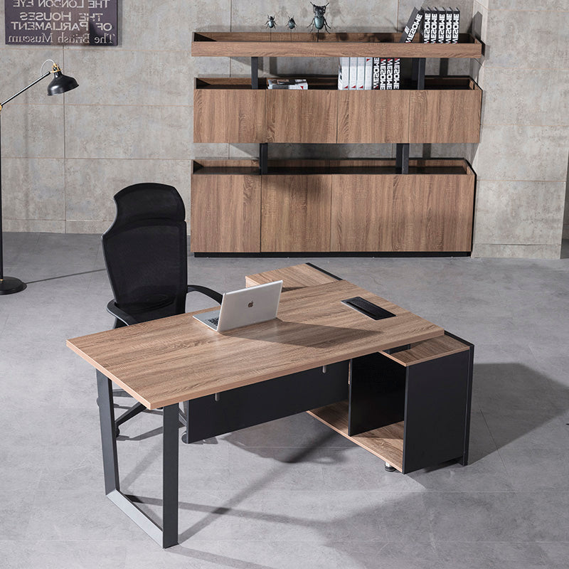 ADRIANO Executive Office Desk with Left Return - 160cm & 180cm Light Brown Wooden L-Shaped Desk for Home Office & Workspace