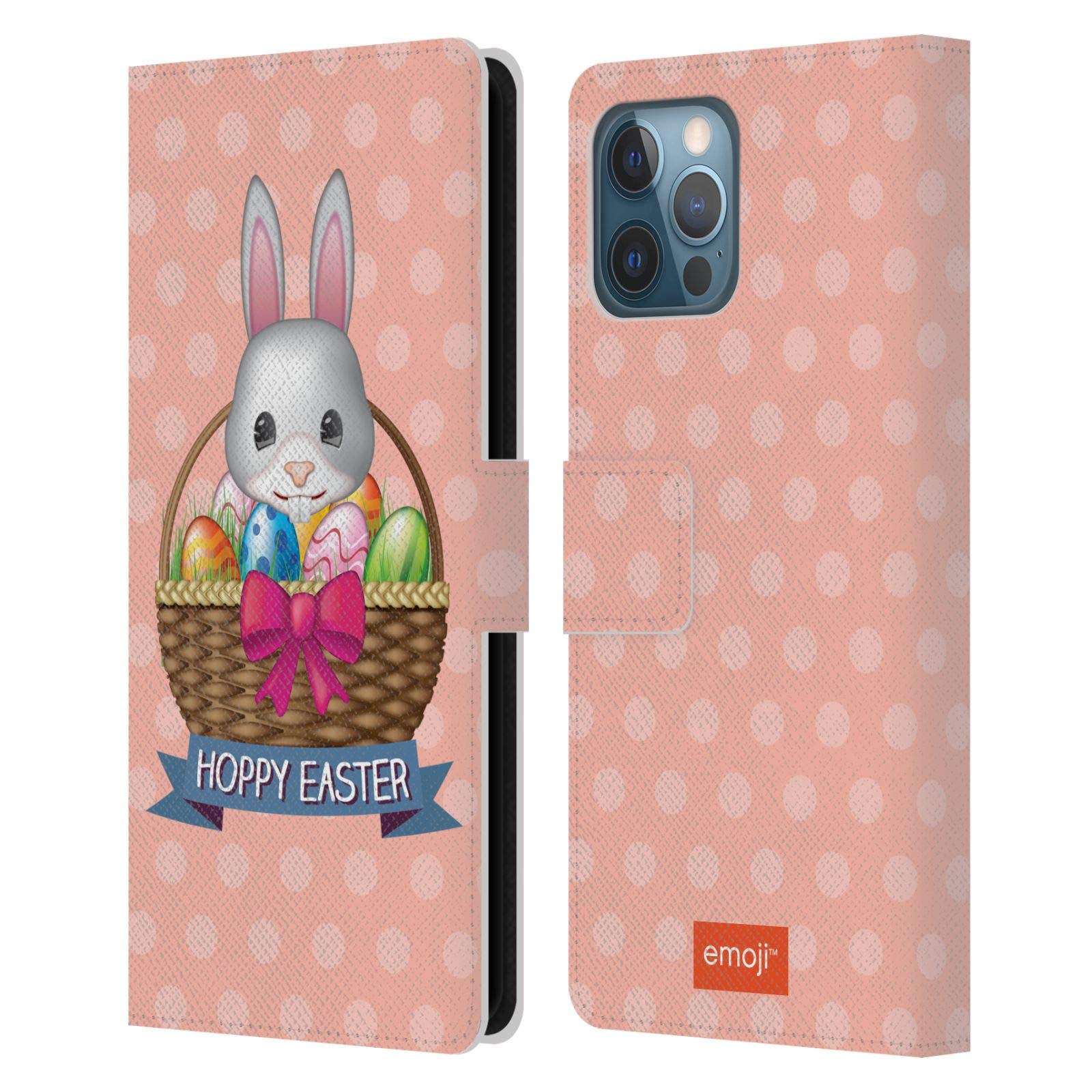 Official Emoji® Bunny Easter Leather Wallet Case for Apple iPhone 12 Pro Max - Perfect for Holiday Gifts & Everyday Protection