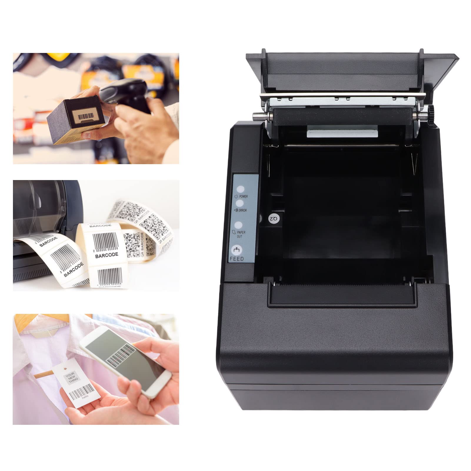 EXCLUZO USB Label Printer - Low Power Consumption, High Resolution, Portable Direct Thermal Label Printer for Shops & Kitchen - Clear Printing for Barcode, Shipping & Organization Labels (Ideal for Retail, Warehouses & Home Use)