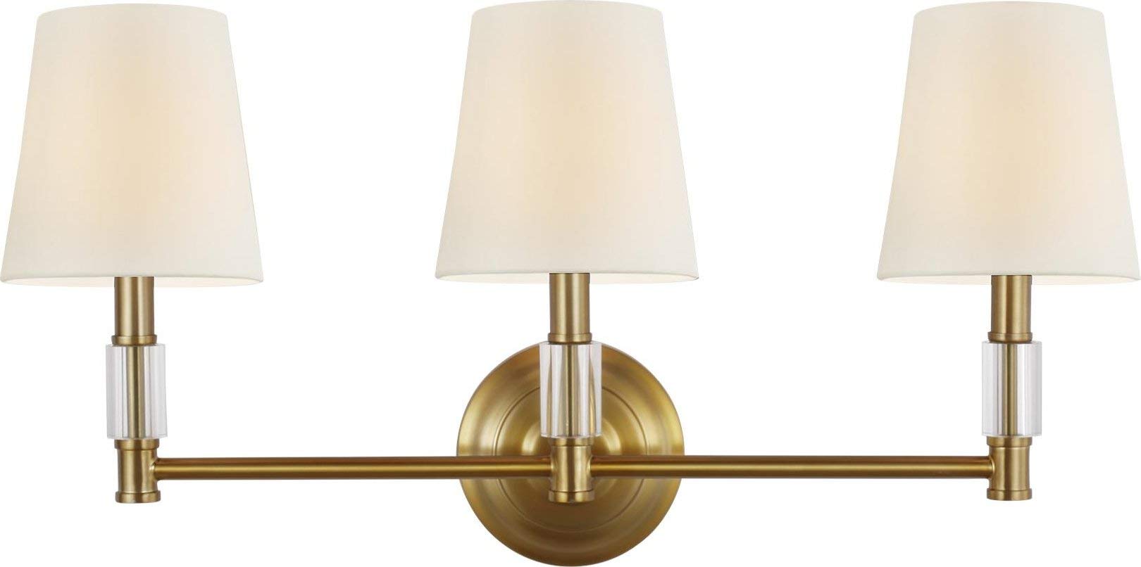 Feiss VS43003-BBS Lismore 3-Light Bathroom Vanity Set - 180W Fabric Shade, Burnished Brass Finish - Perfect for Modern Home & Spa Bathroom Decor