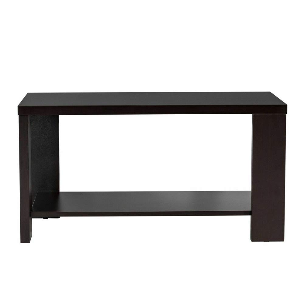 Dark Brown Coffee Wood Rectangular Cocktail Table with Storage Shelf - 31.5