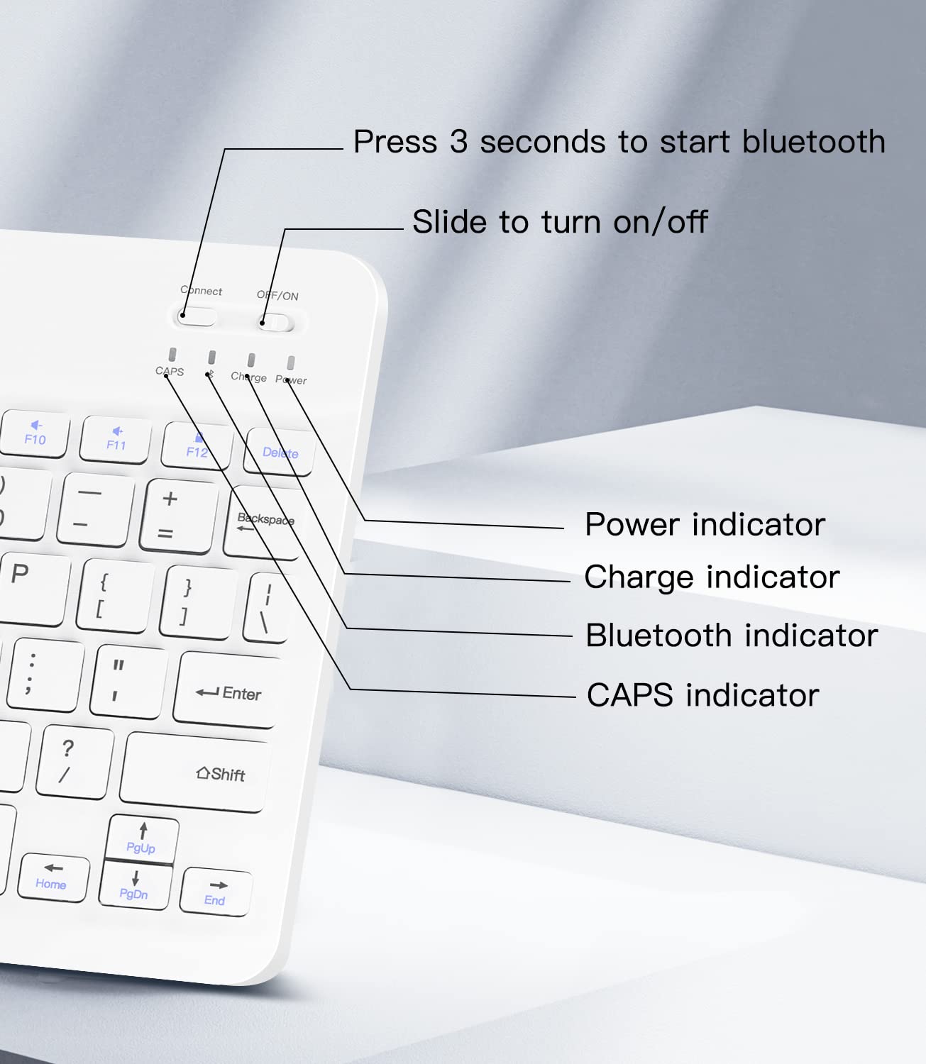 Ultra-Slim Wireless Bluetooth Keyboard - Rechargeable Bluetooth Keyboard for iPad Pro/Air/Mini (10th/9th/8th/7th/6th/5th Gen), iPhone, Android & Windows Devices | Portable for Office, Home & Travel Use