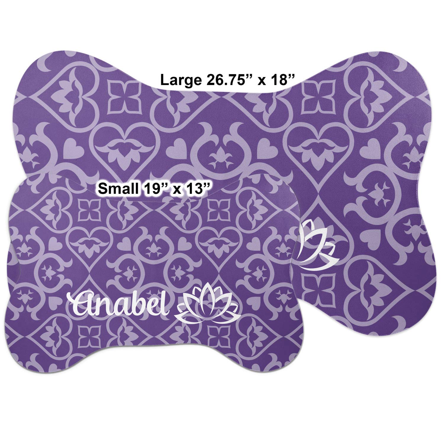 Personalized Lotus Flower Bone Shaped Dog Food Mat - Small Non-Slip Pet Feeding Mat for Dogs & Puppies - Perfect for Mealtime, Water Bowls, and Messy Eaters