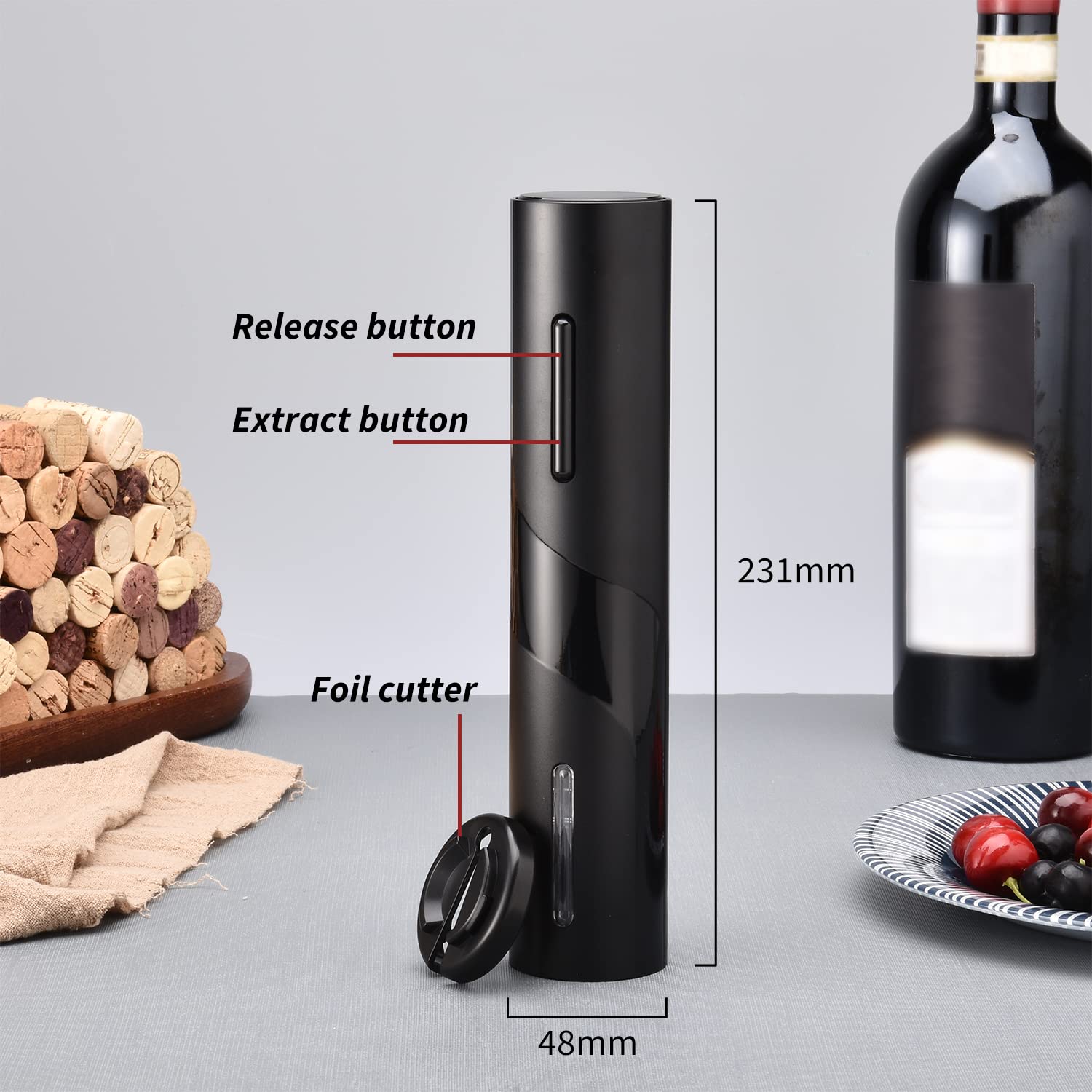 Electric Wine Opener Set - Automatic Cordless Wine Bottle Opener with Foil Cutter, Aerator, Pourer & Vacuum Stopper - Perfect for Home, Kitchen, Bar, Restaurant & Party Gifts - Enjoy Hassle-Free Wine Opening & Preservation for Dinner Parties, Date Nights & Entertaining Guests